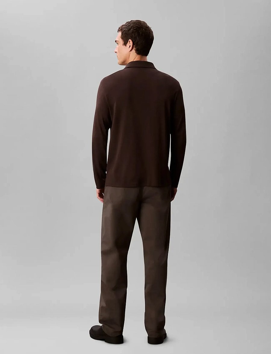 Calvin Klein - LS SUPIMA COTTON SOLID POLO - langærmede poloer - chocolate torte - 3