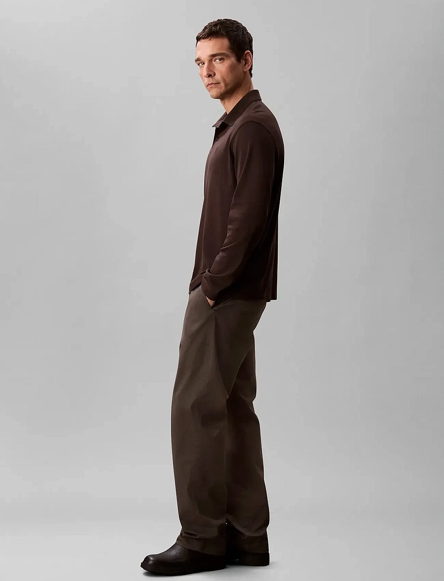 Calvin Klein - LS SUPIMA COTTON SOLID POLO - langærmede poloer - chocolate torte - 5