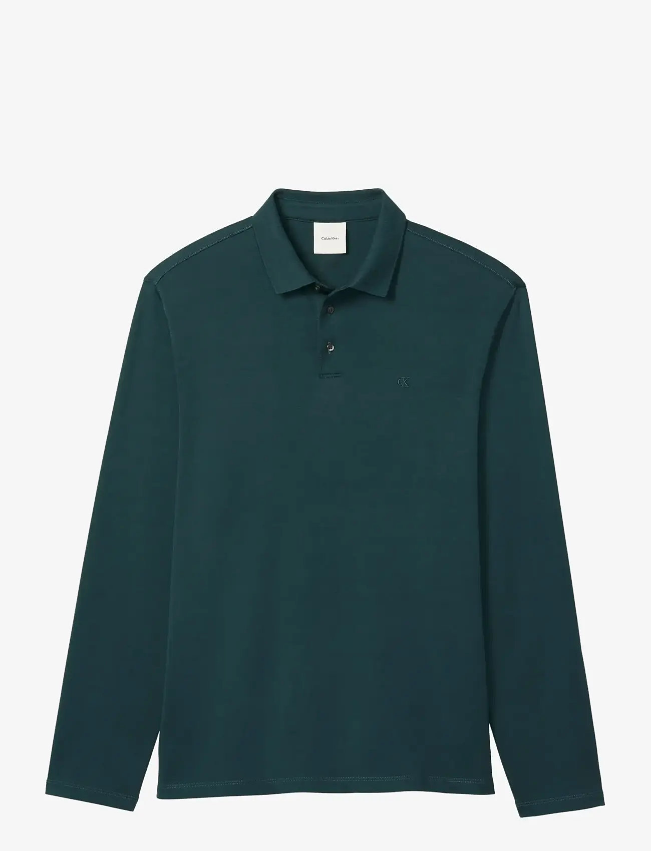Calvin Klein - LS SUPIMA COTTON SOLID POLO - långärmade pikéer - magical forest - 1
