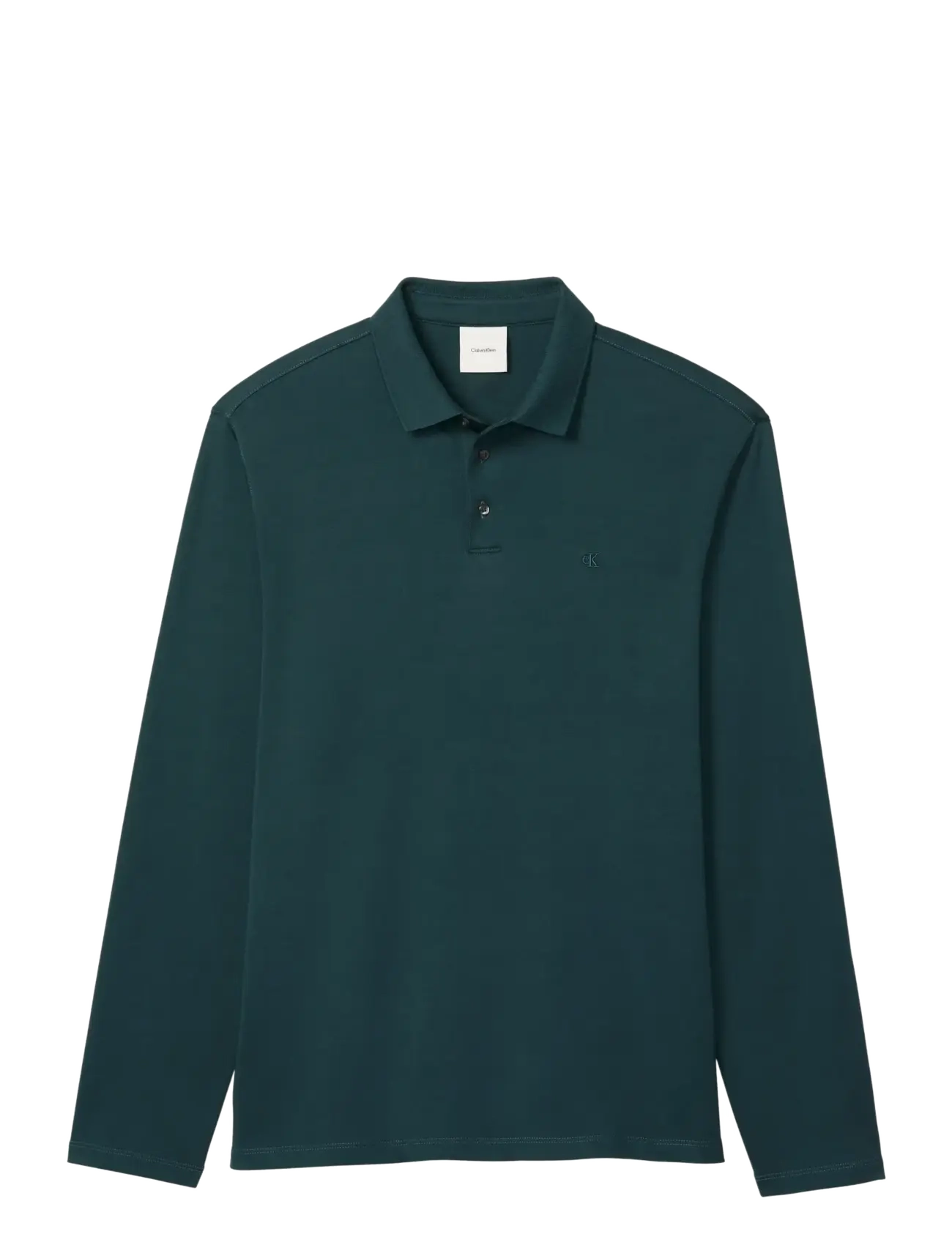 Calvin Klein LS SUPIMA COTTON SOLID POLO - Calvin Klein - MAGICAL FOREST / green