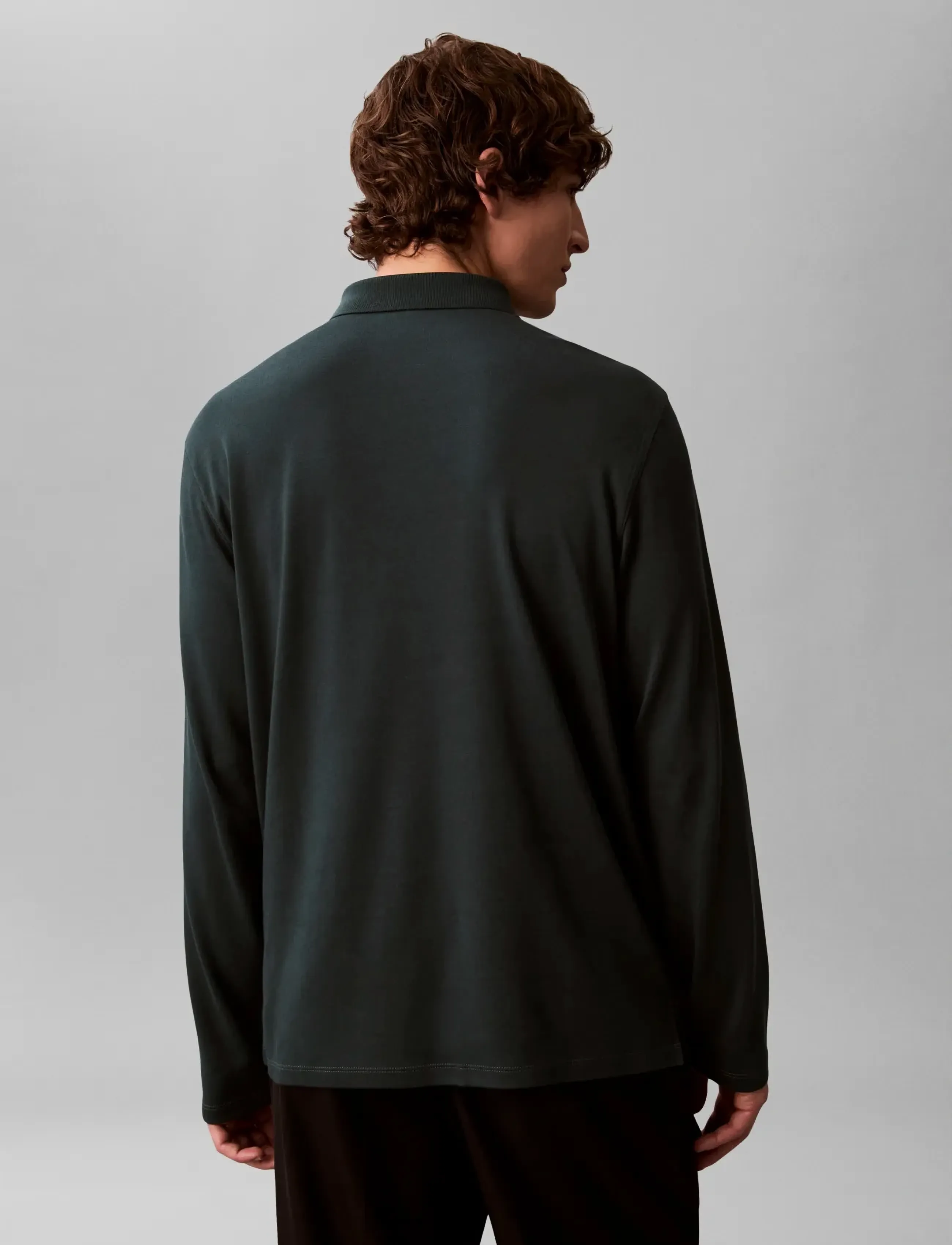 Calvin Klein - LS SUPIMA COTTON SOLID POLO - födelsedagspresenter - magical forest - 2