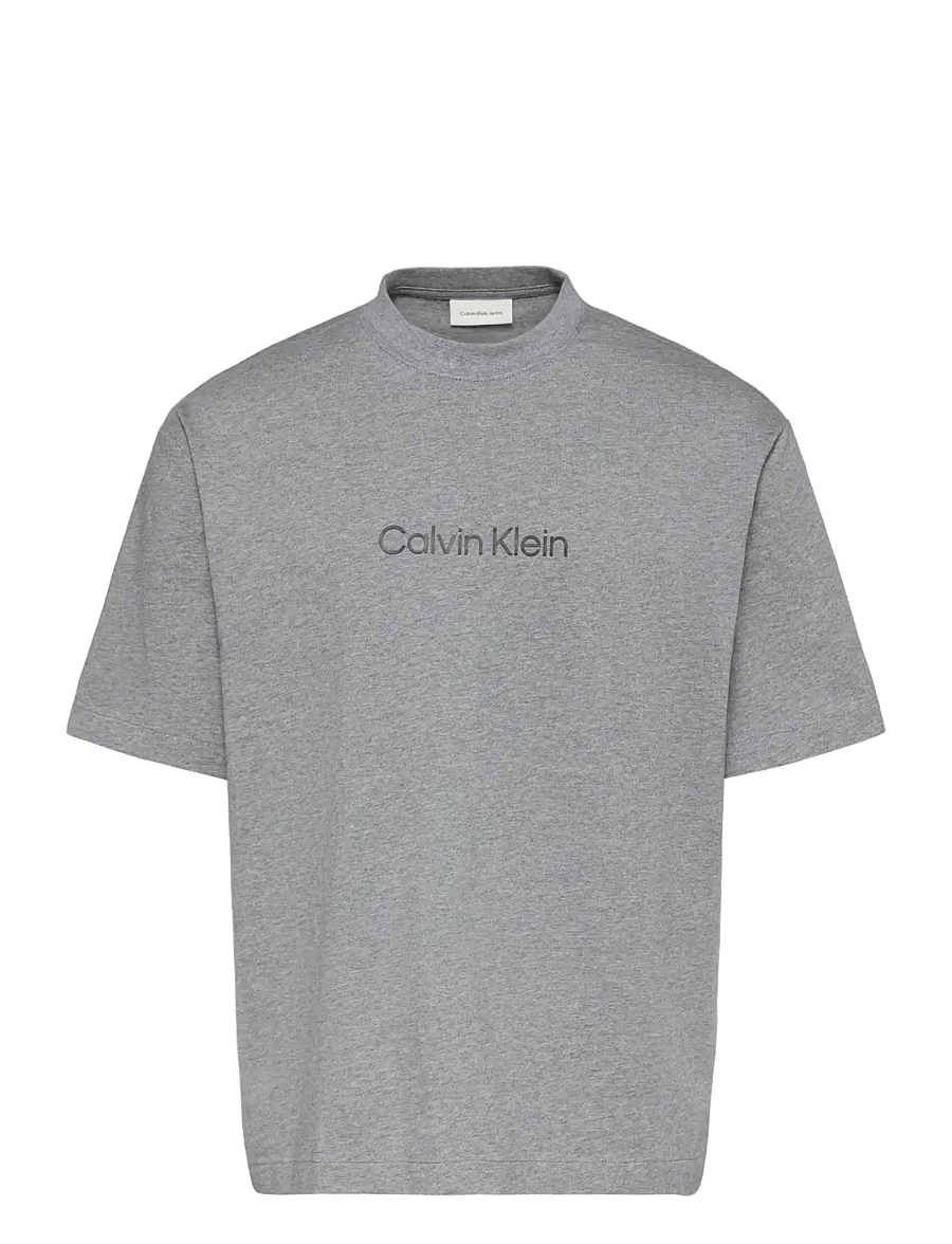 Calvin Klein - SS RLXD STANDARD LOGO CREWNK TEE - kortärmade t-shirts - medium grey heather - 1