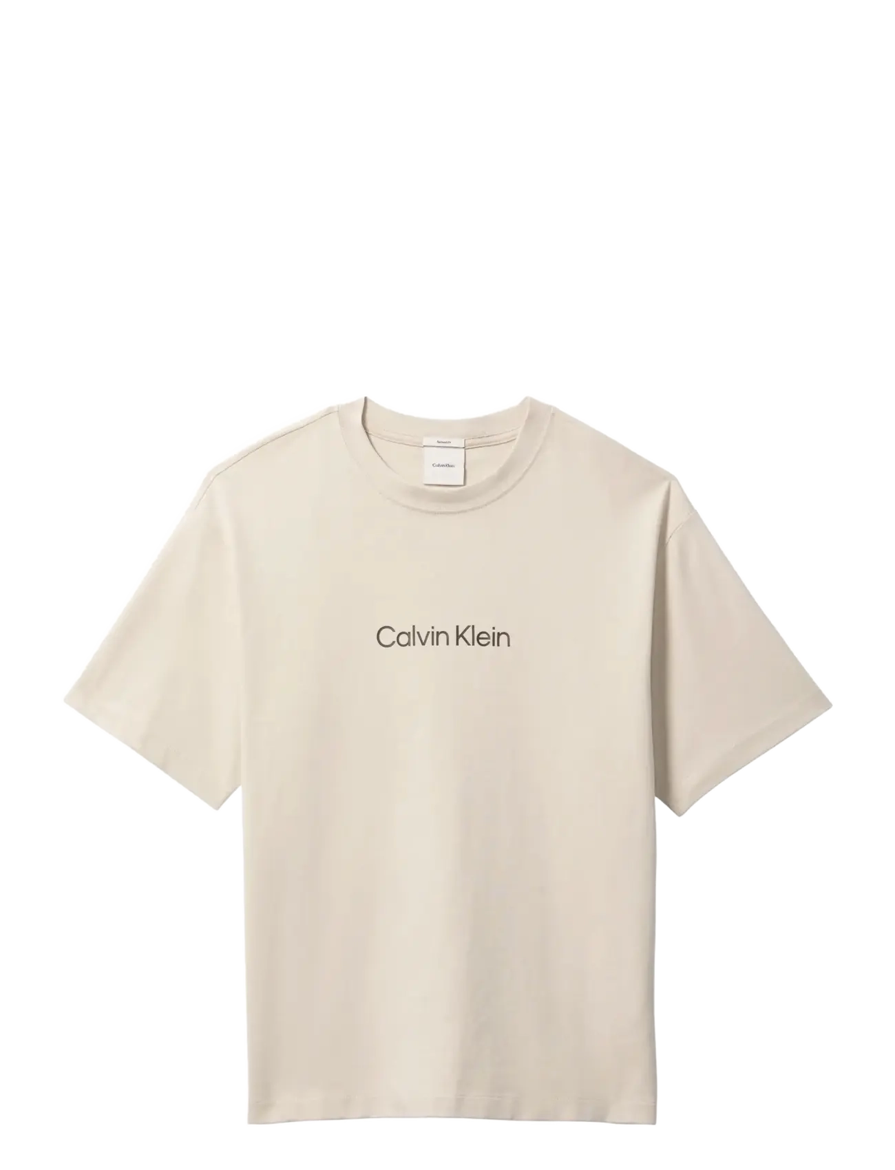 Calvin Klein - SS RLXD STANDARD LOGO CREWNK TEE - kurzärmelige t-shirts - oatmeal - 1