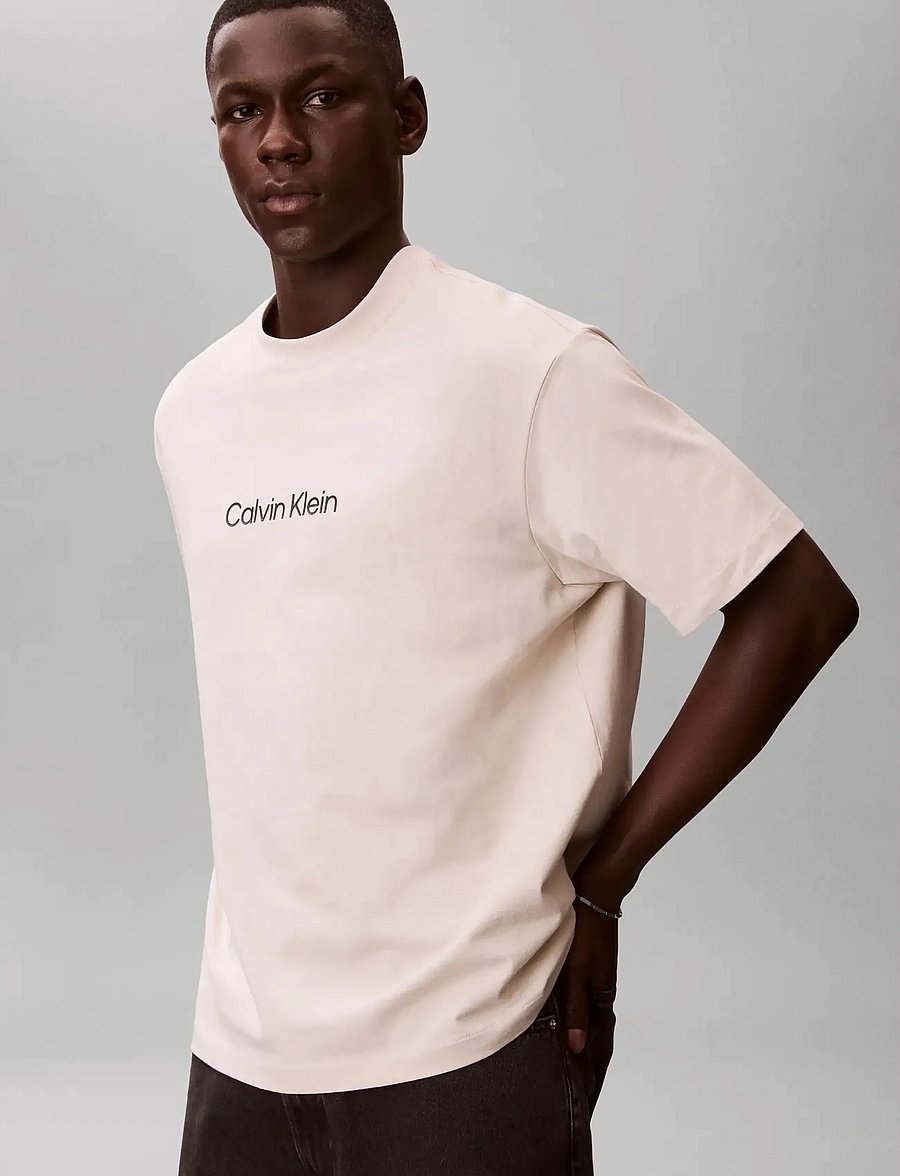 Calvin Klein - SS RLXD STANDARD LOGO CREWNK TEE - kurzärmelige t-shirts - oatmeal - 3
