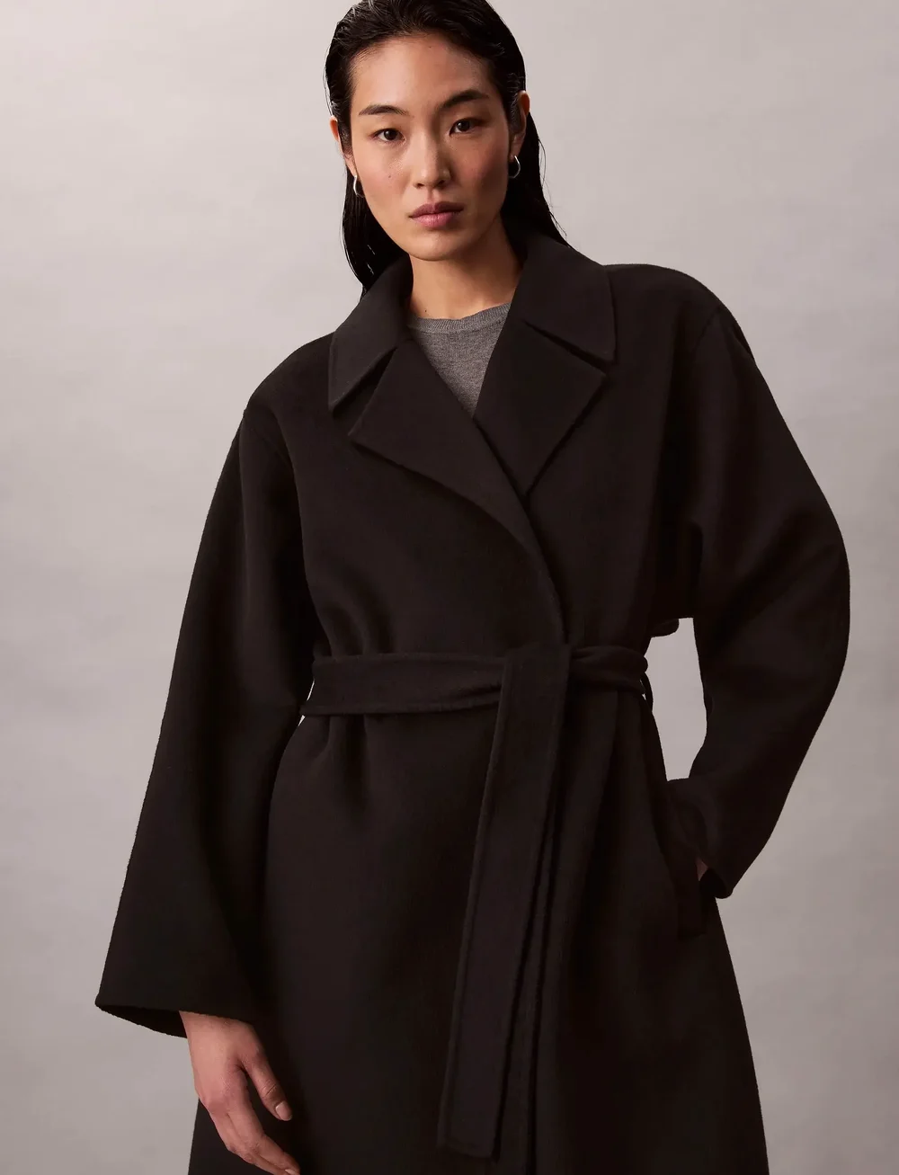 Calvin Klein - HERO TRENCH COAT-DBL FACE WOOL - - wollmäntel - black - 4