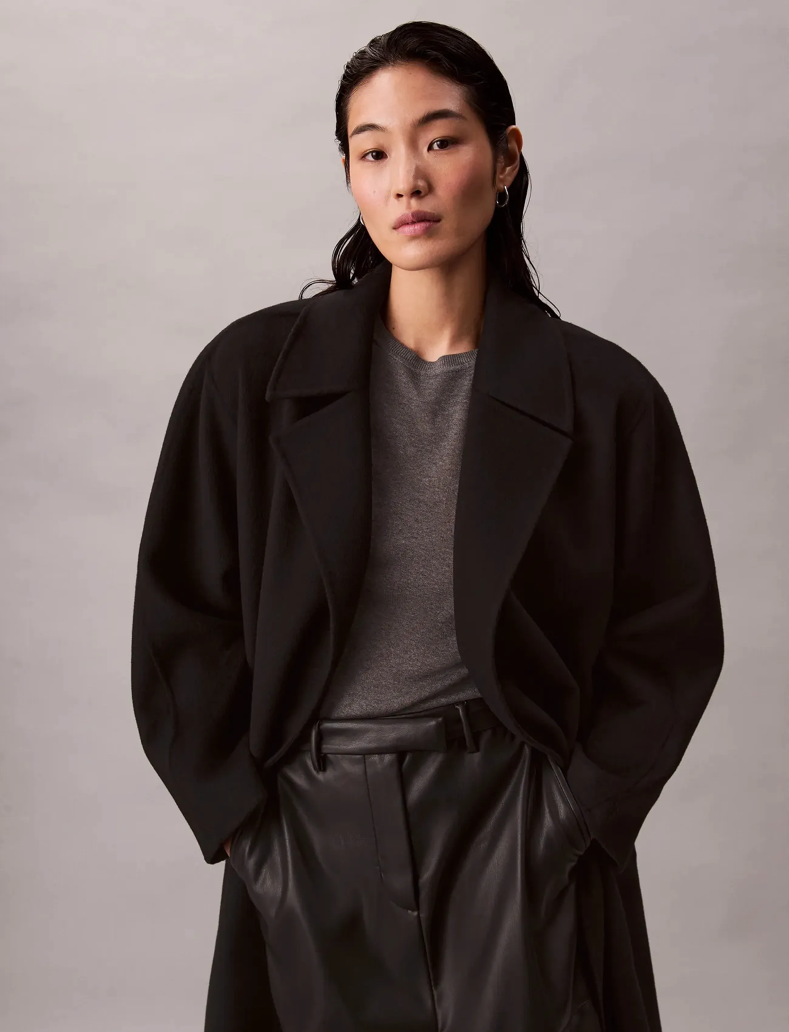 Calvin Klein - HERO TRENCH COAT-DBL FACE WOOL - - winterjacken - black - 5