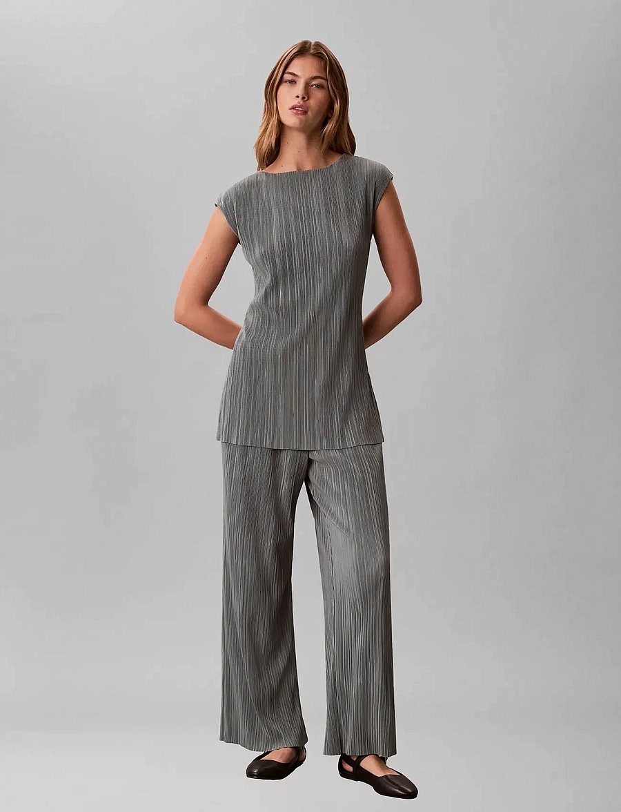 Calvin Klein - Plisse Pull On Pant - bukser med lige ben - shadow - 0