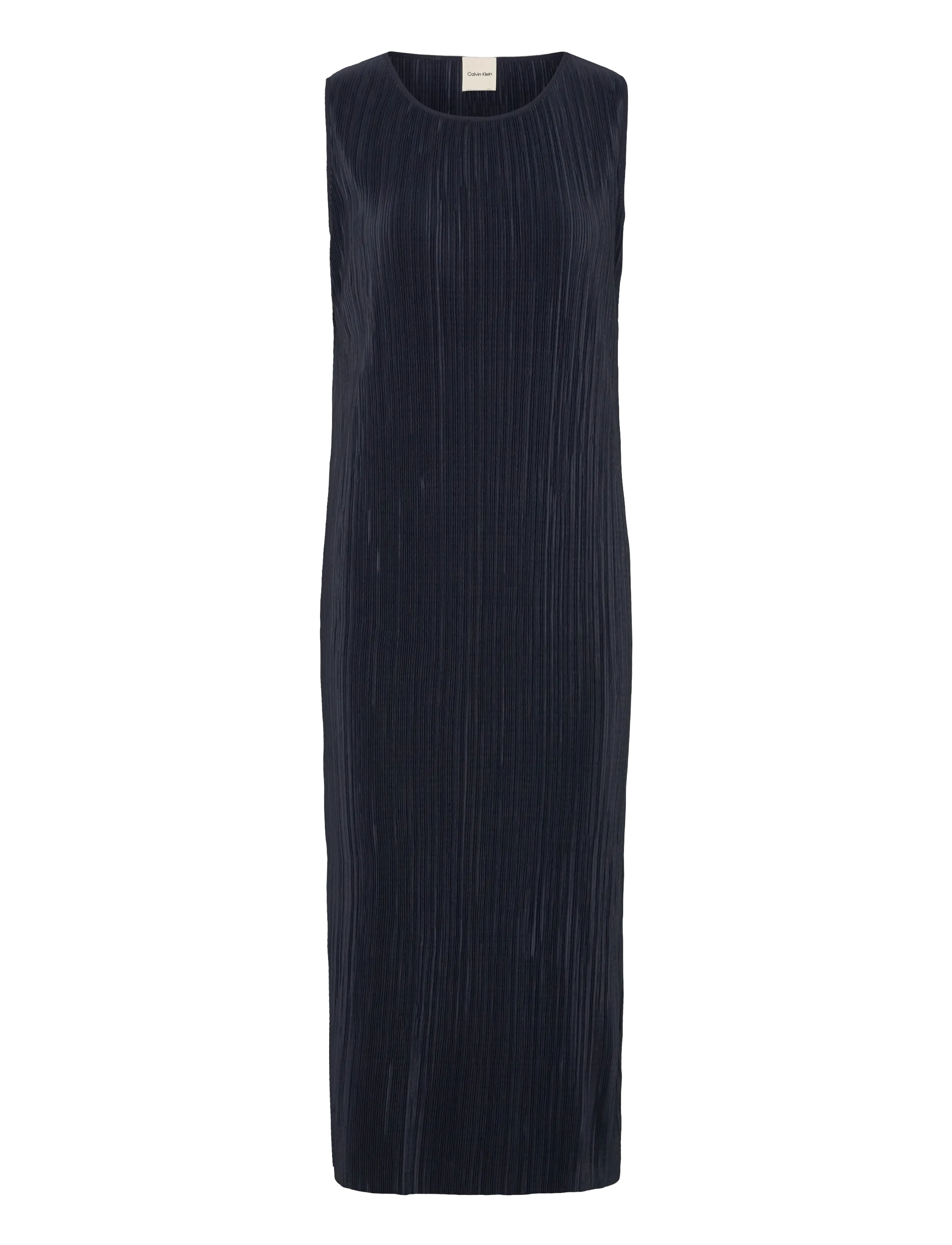 Calvin Klein Plisse SL Midi Dress - Kjoler - SKY CAPTAIN / navy
