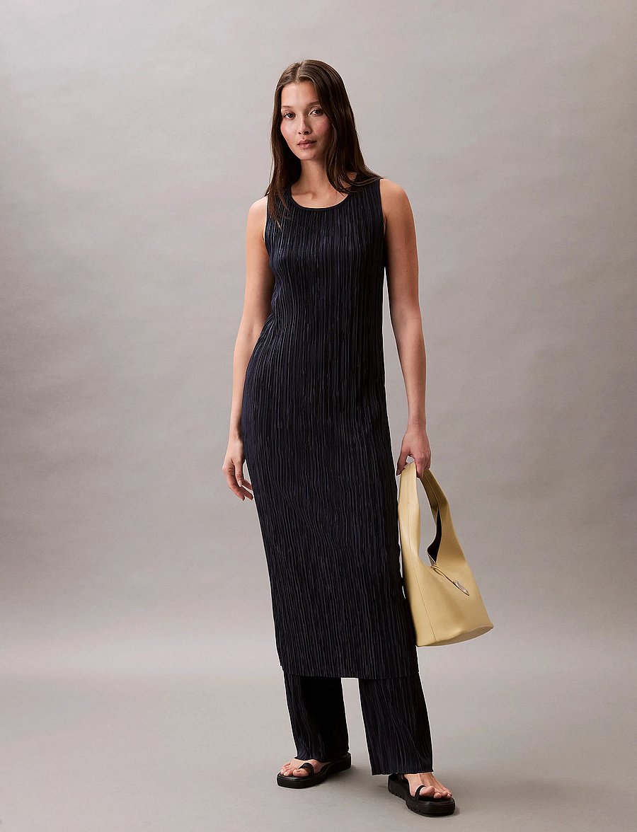 Calvin Klein - Plisse SL Midi Dress - t-shirt dresses - sky captain - 0