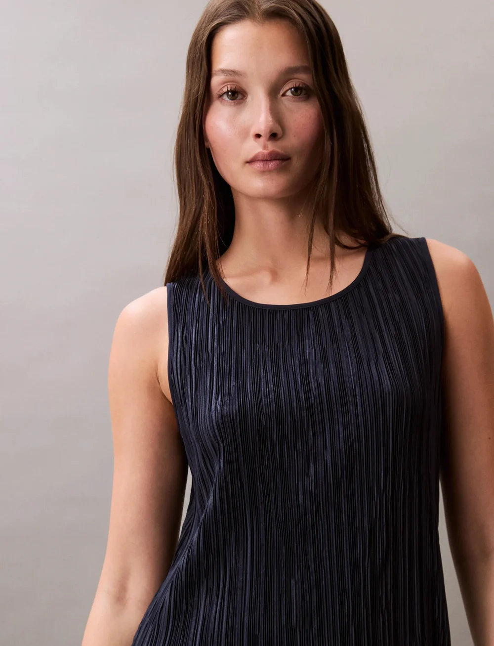 Calvin Klein - Plisse SL Midi Dress - sukienki koszulowe - sky captain - 4