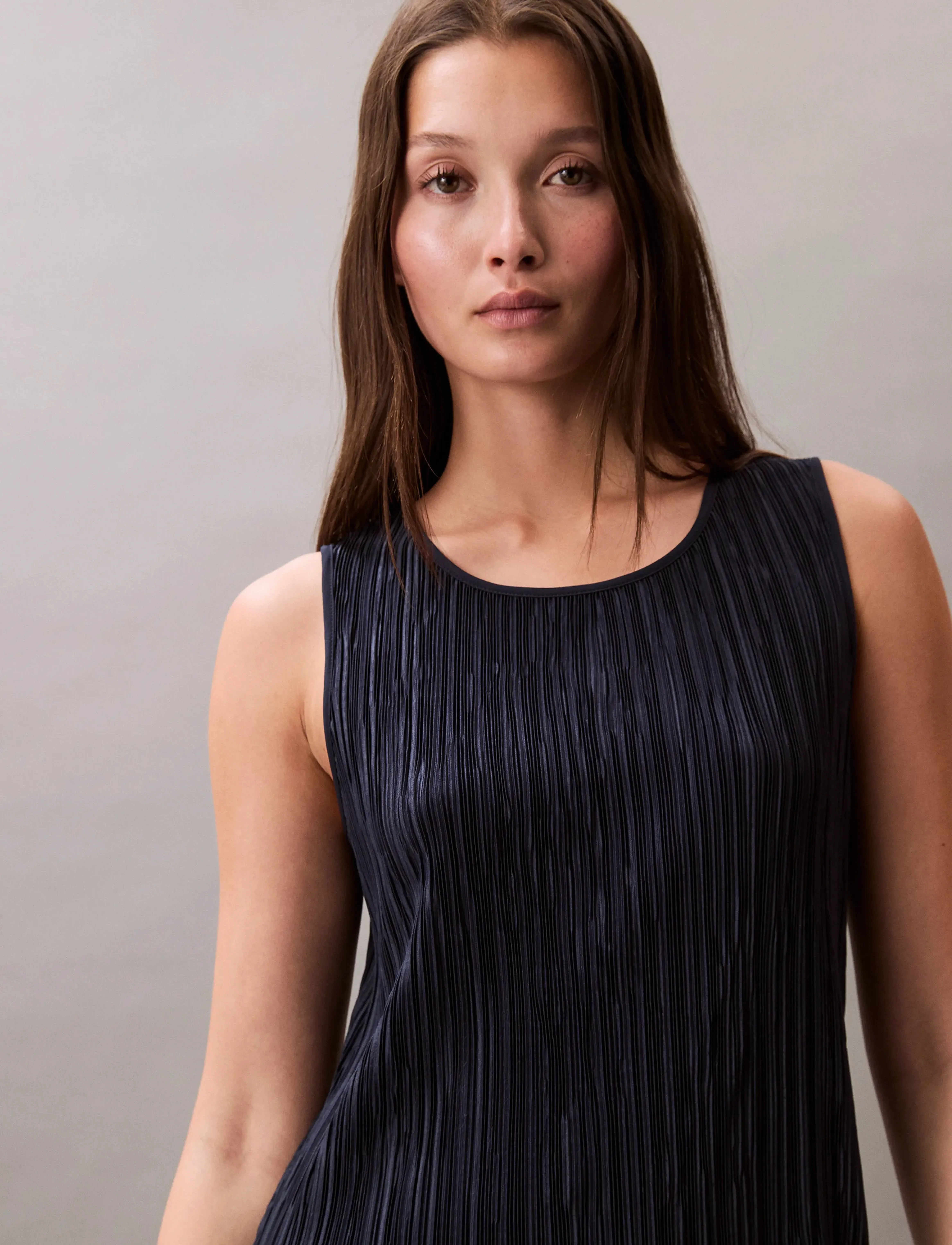 Calvin Klein - Plisse SL Midi Dress - kleitas krekli - sky captain - 4