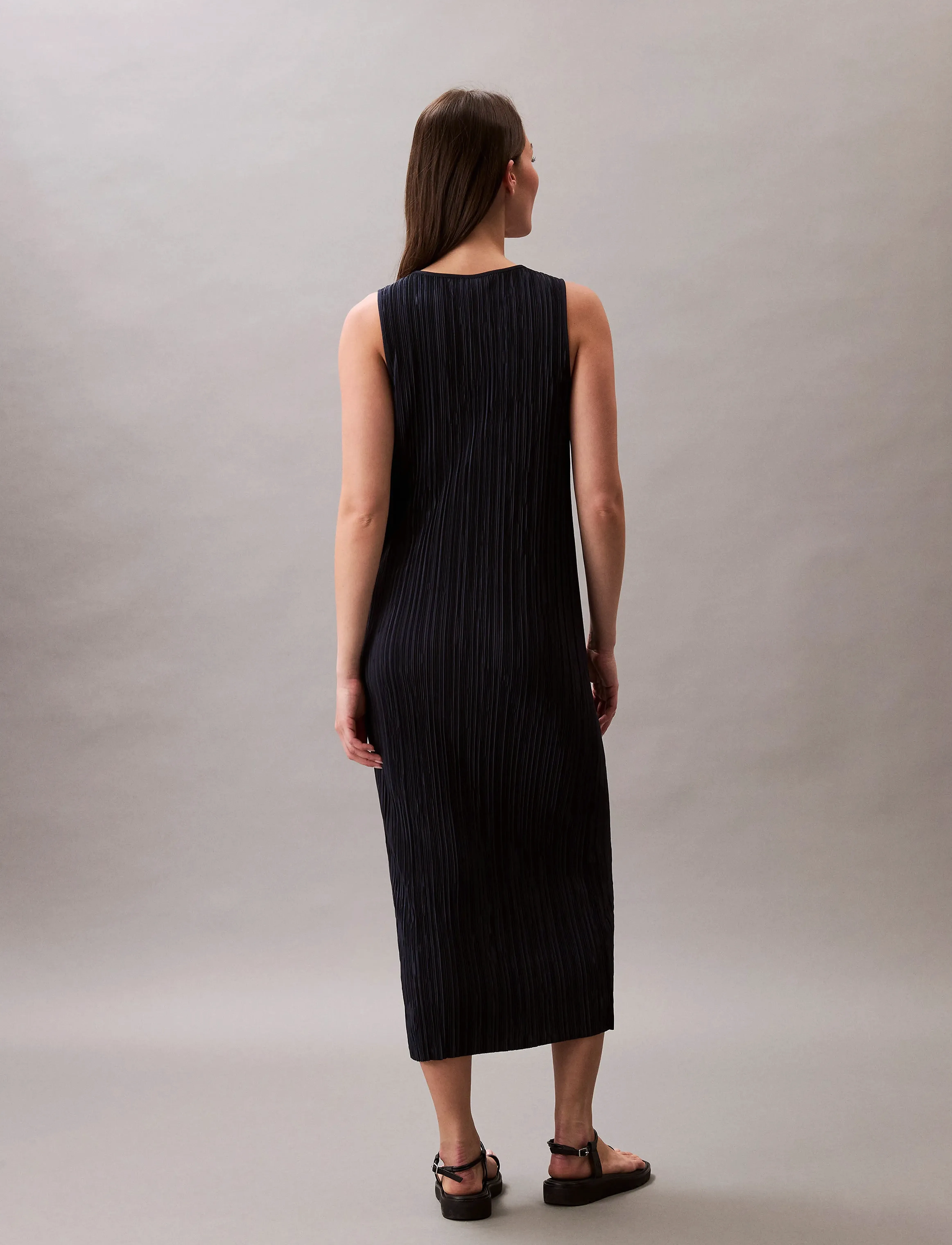 Calvin Klein - Plisse SL Midi Dress - kleitas krekli - sky captain - 5