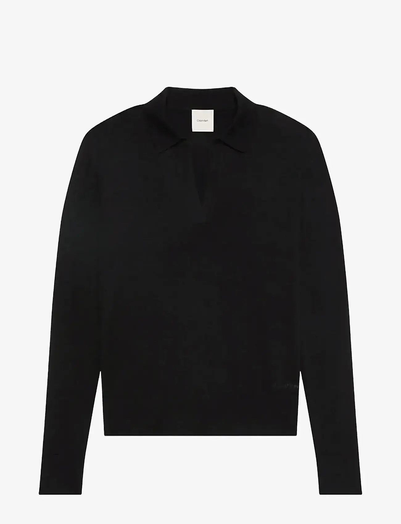 Calvin Klein - LS JNY EXTRAFINE MERINO SWTR 14G - striktrøjer - black - 1