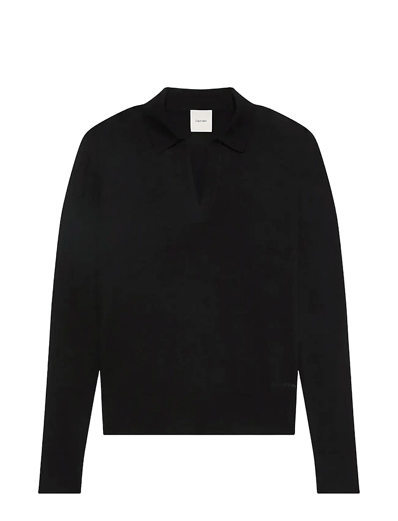 Calvin Klein - LS JNY EXTRAFINE MERINO SWTR 14G - striktrøjer - black - 1