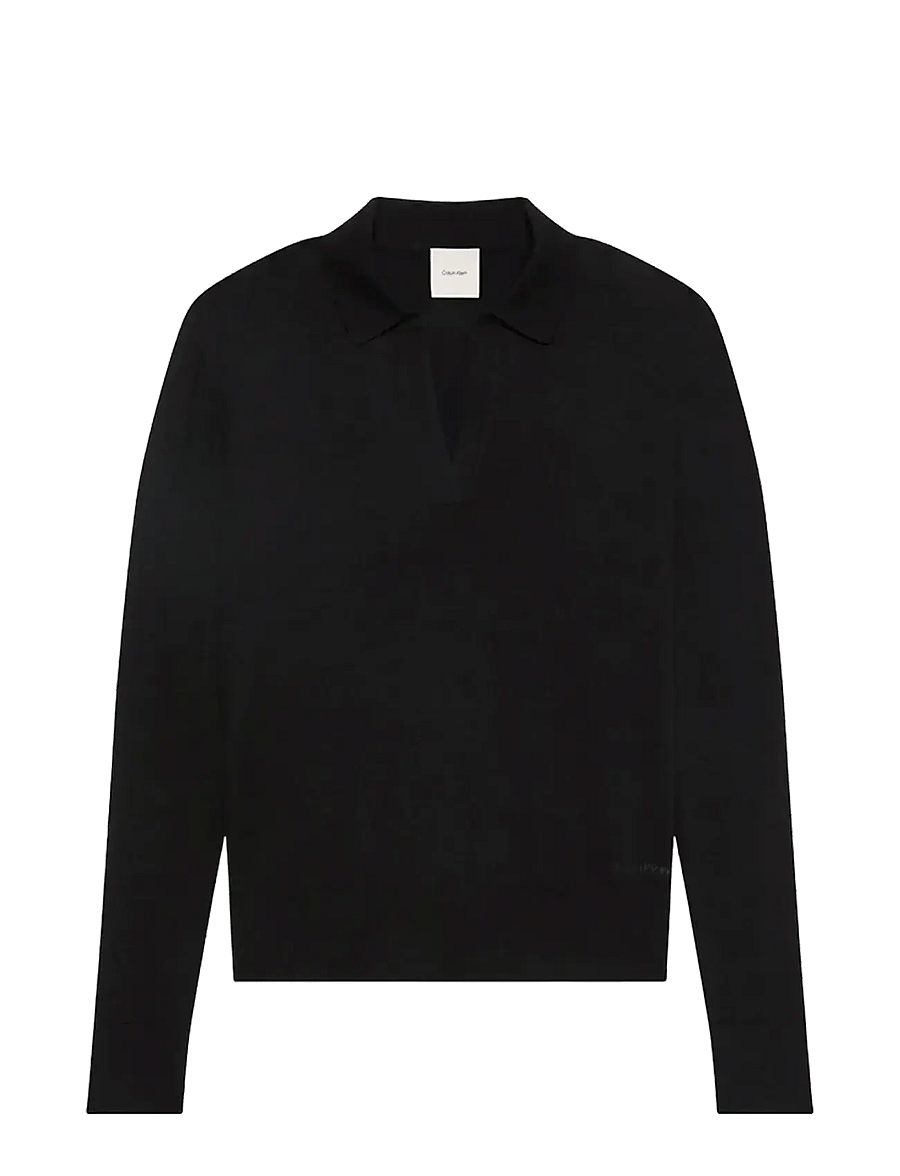 Calvin Klein - LS JNY EXTRAFINE MERINO SWTR 14G - stickade tröjor - black - 1