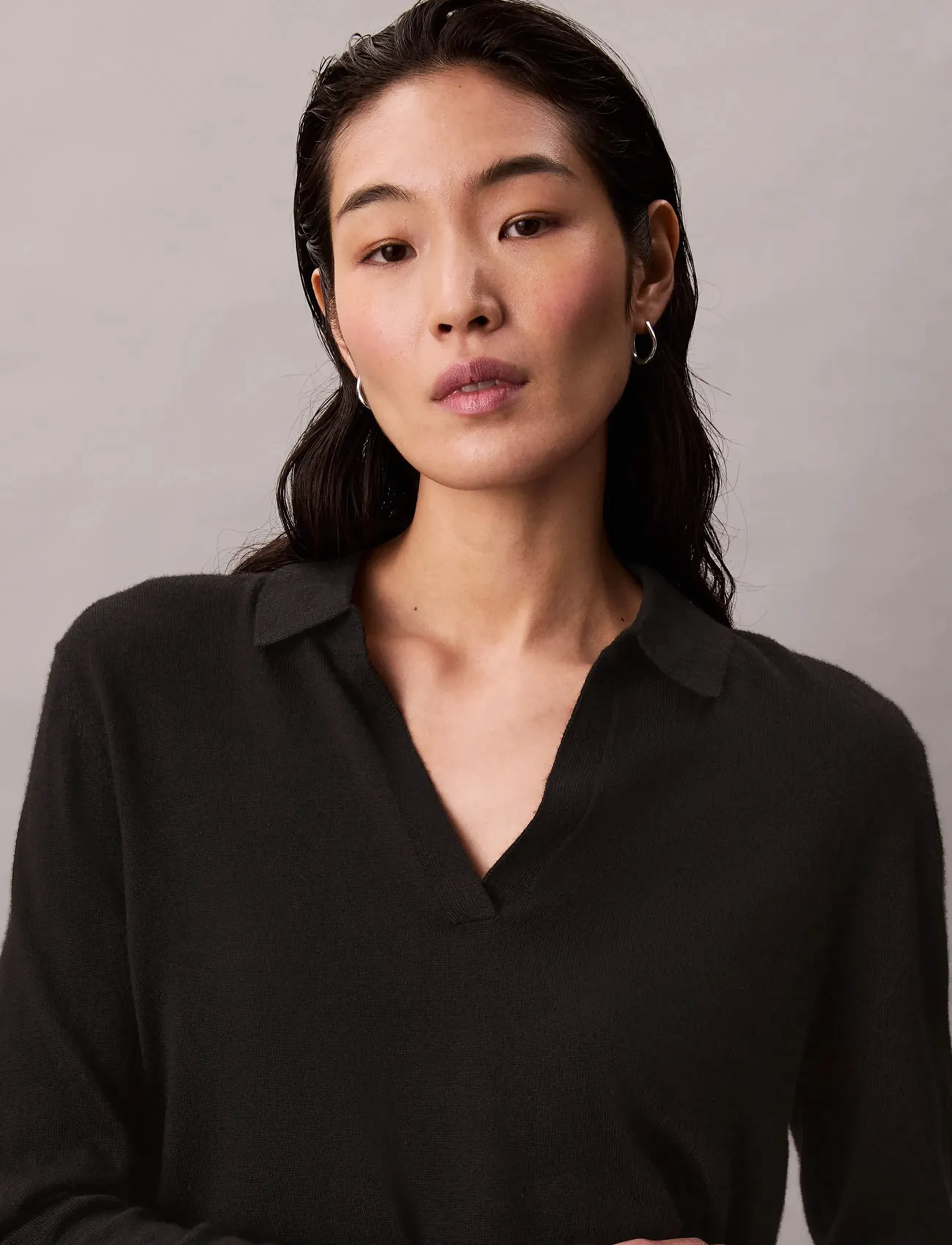 Calvin Klein - LS JNY EXTRAFINE MERINO SWTR 14G - stickade tröjor - black - 4