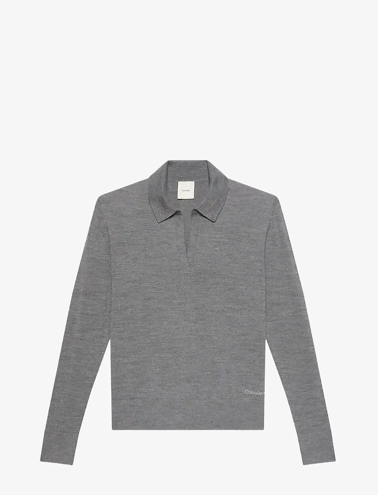 Calvin Klein - LS JNY EXTRAFINE MERINO SWTR 14G - swetry - medium grey heather - 1