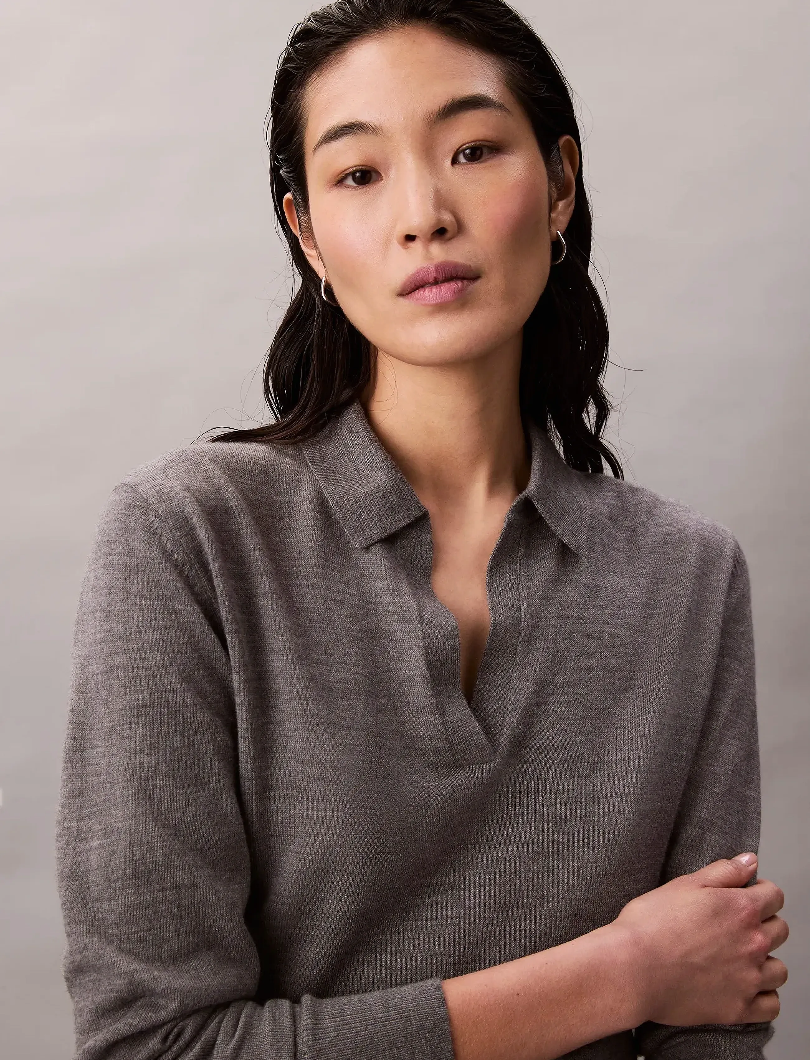 Calvin Klein - LS JNY EXTRAFINE MERINO SWTR 14G - sviitrid - medium grey heather - 3