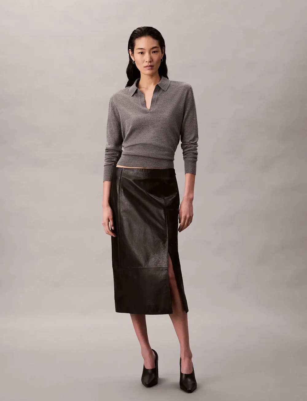 Calvin Klein - LS JNY EXTRAFINE MERINO SWTR 14G - stickade tröjor - medium grey heather - 4