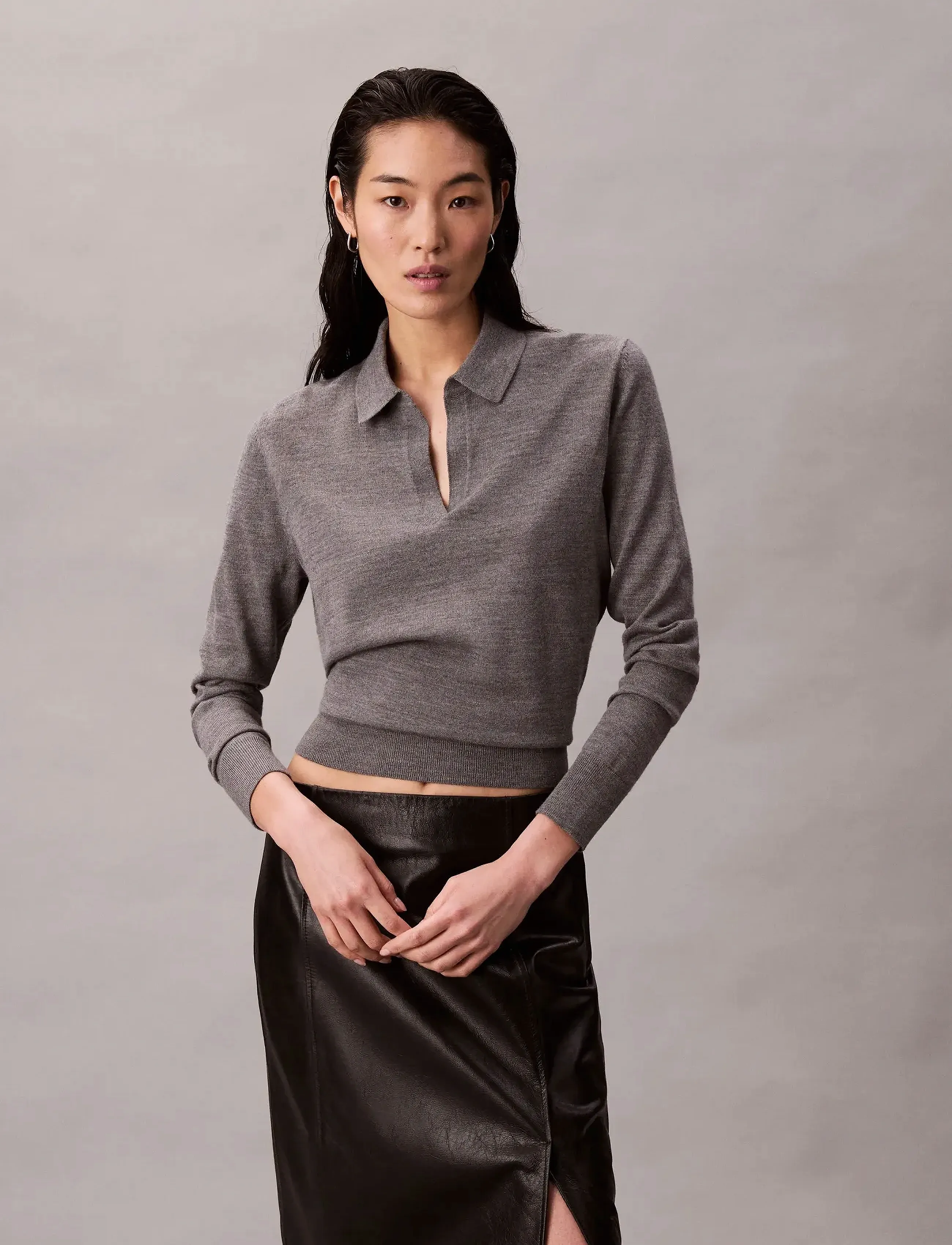 Calvin Klein - LS JNY EXTRAFINE MERINO SWTR 14G - sviitrid - medium grey heather - 5