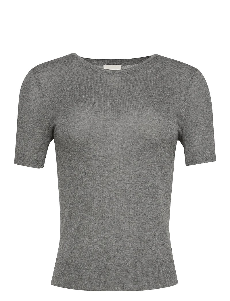 Calvin Klein - Fine Gauge Viscose Short Sleeve - bluzki z krótkim rękawem - b30 grey heather - 1