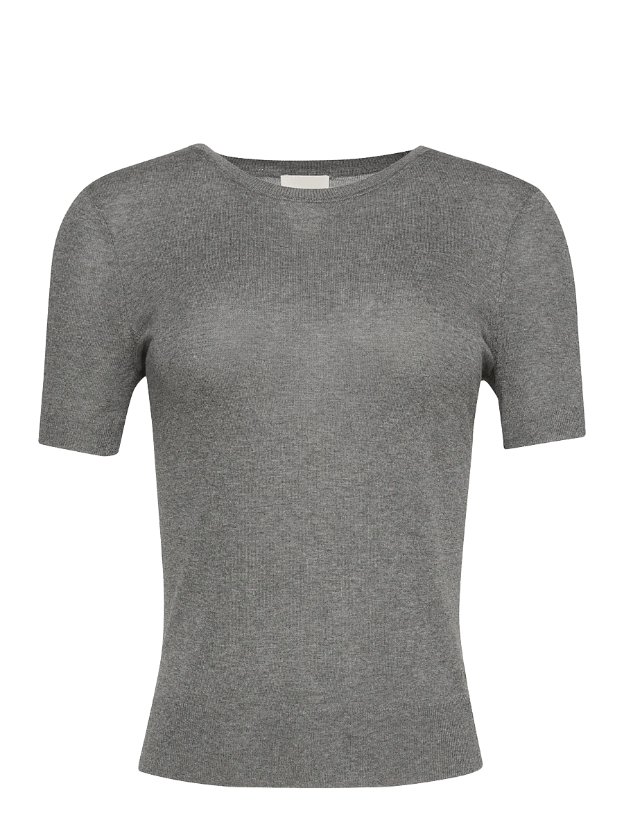 Calvin Klein - Fine Gauge Viscose Short Sleeve - blūzes ar īsām piedurknēm - b30 grey heather - 1