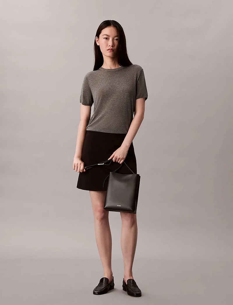 Calvin Klein - Fine Gauge Viscose Short Sleeve - bluzki z krótkim rękawem - b30 grey heather - 5