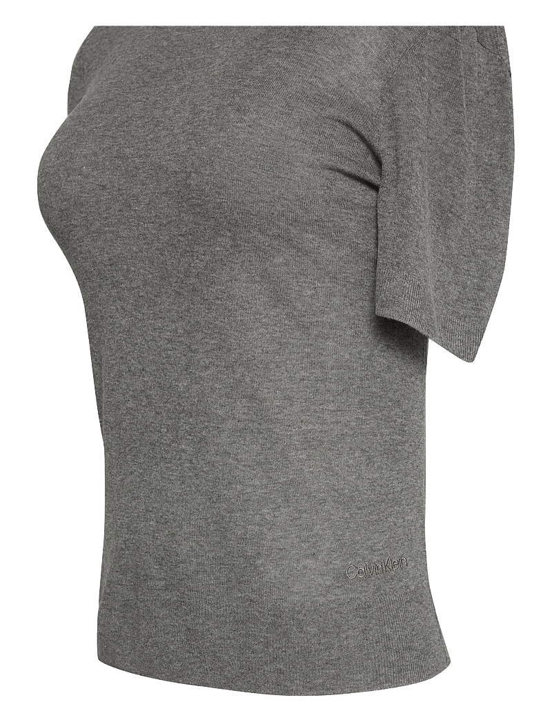 Calvin Klein - Fine Gauge Viscose Short Sleeve - bluzki z krótkim rękawem - b30 grey heather - 3