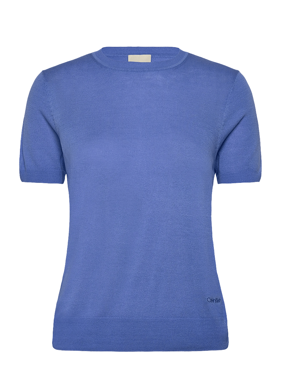 Calvin Klein - Fine Gauge Viscose Short Sleeve - blūzes ar īsām piedurknēm - blue twilight - 0