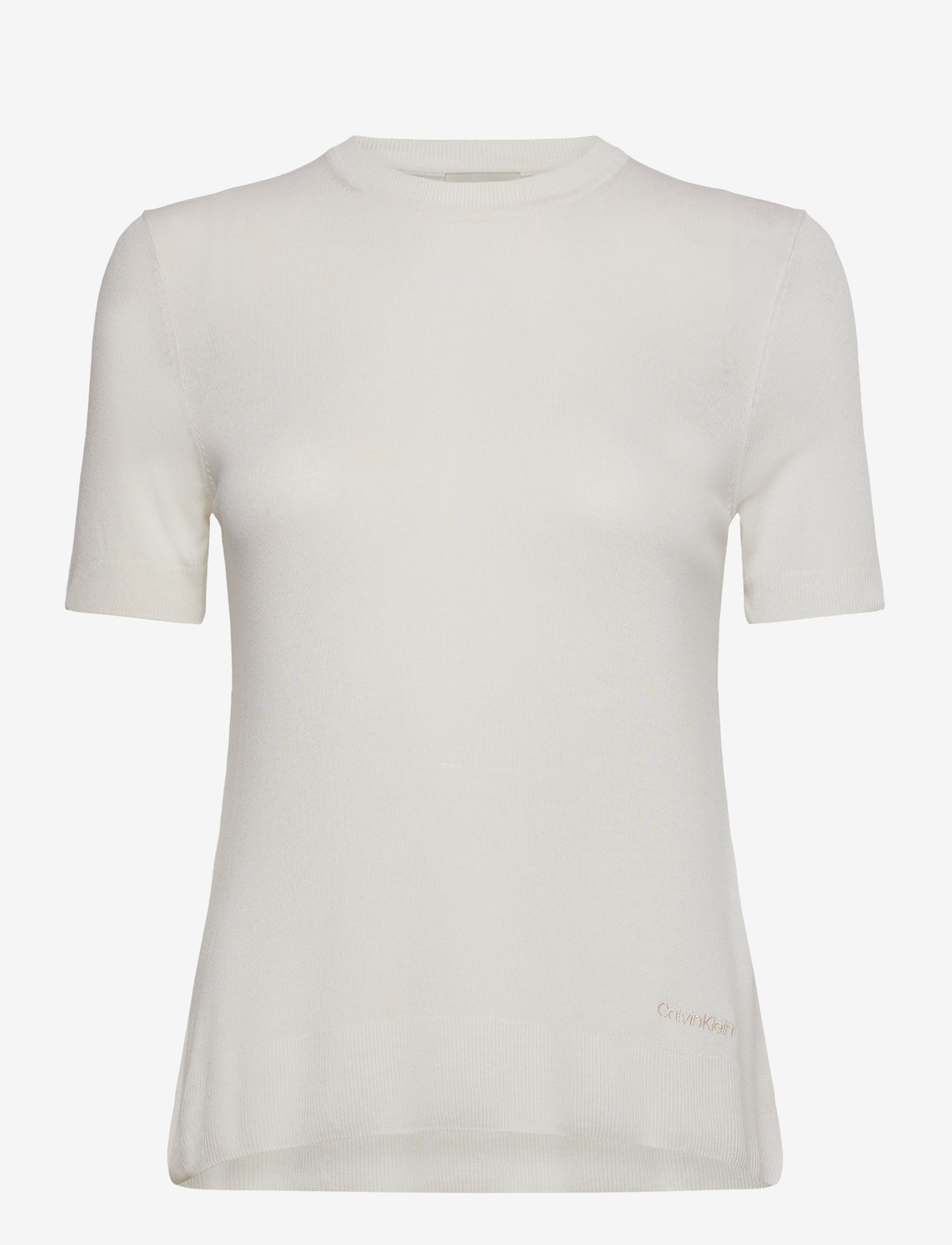 Calvin Klein - Fine Gauge Viscose Short Sleeve - short-sleeved blouses - tofu - 0