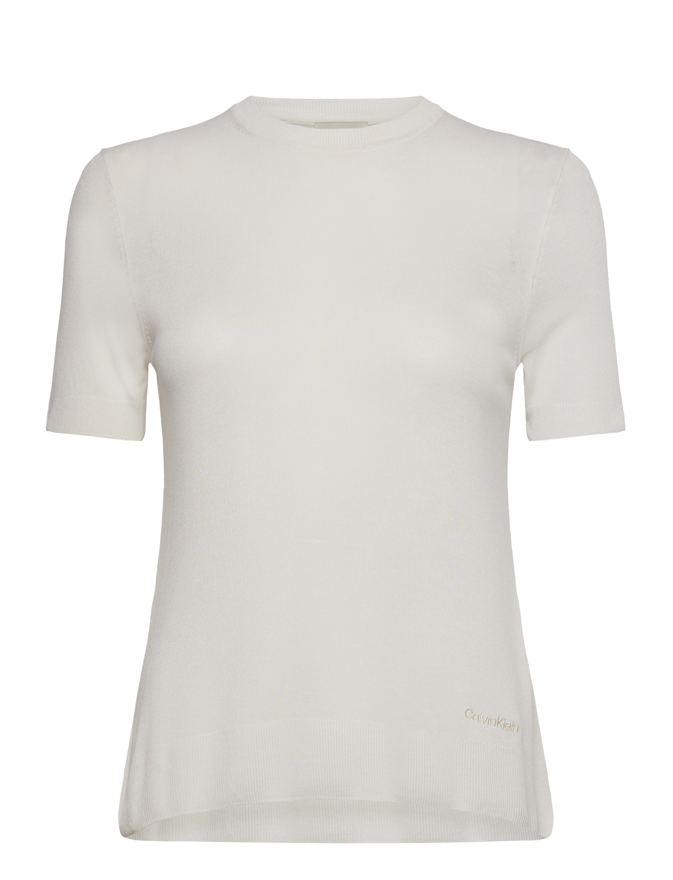 Calvin Klein Fine Gauge Viscose Short Sleeve - Bluser - TOFU / white