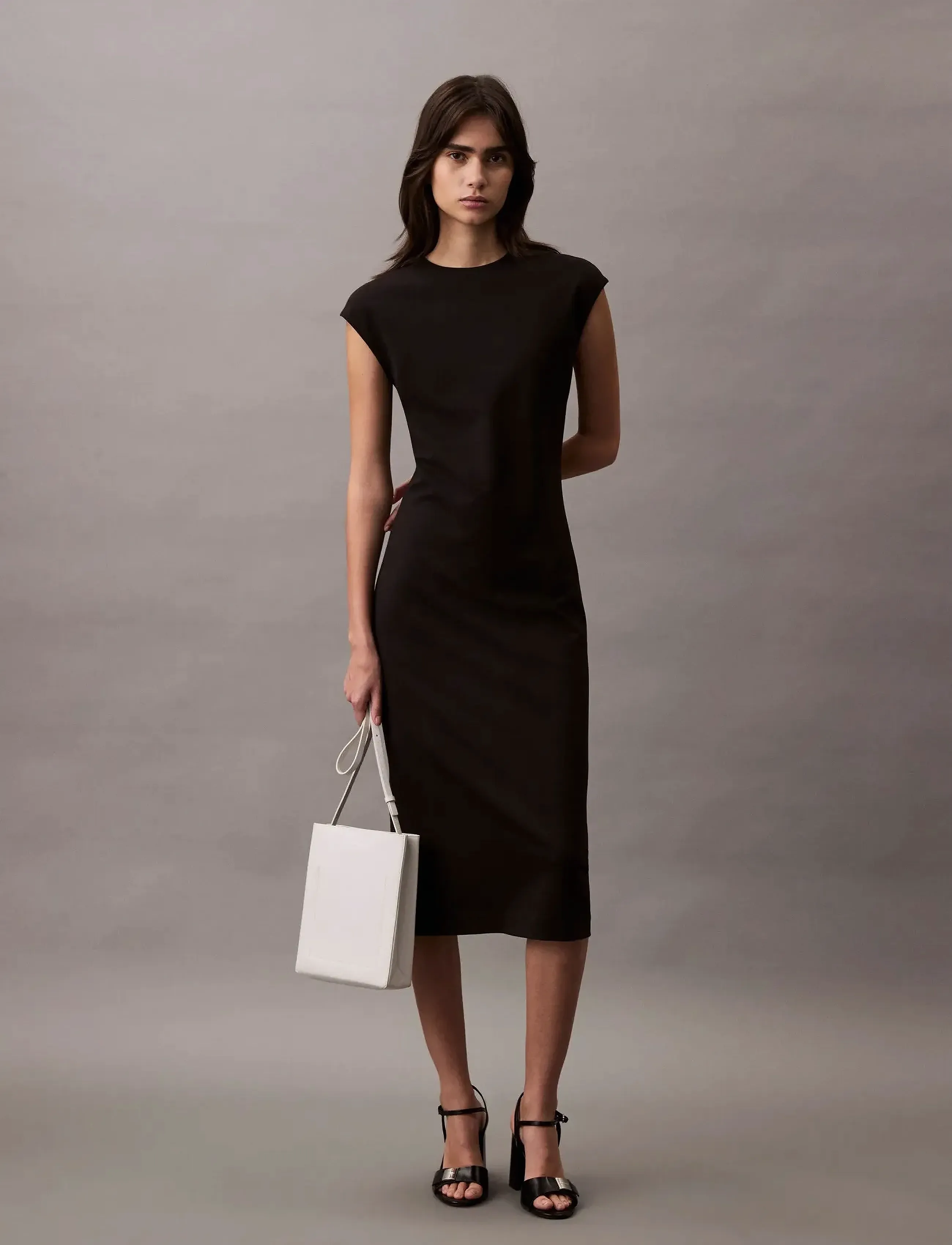 Calvin Klein Ponte Straight Shift Dress - Partykleider - BLACK / black