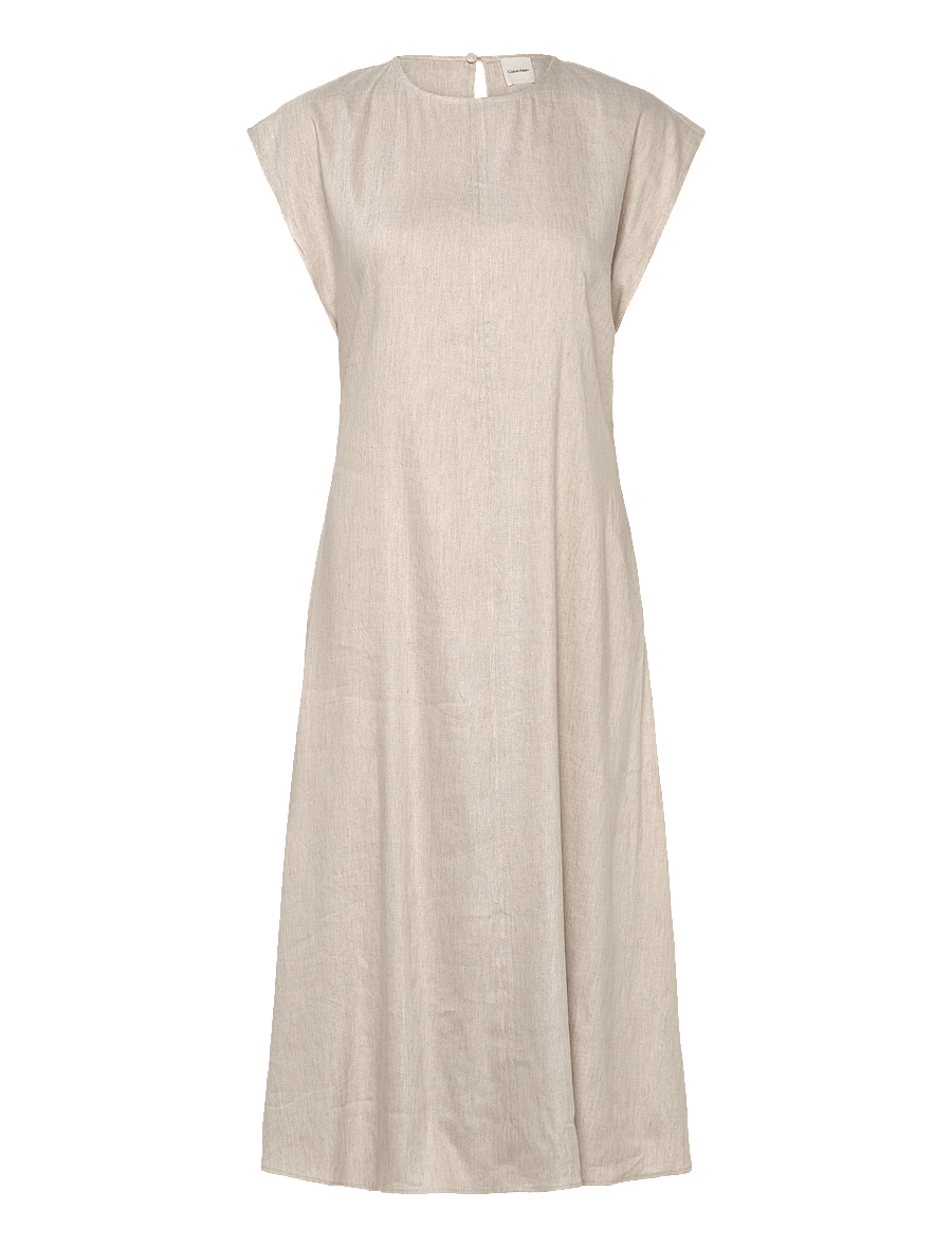 Calvin Klein - STRETCH LINEN MIDI DRESS - midiklänningar - as header - 1