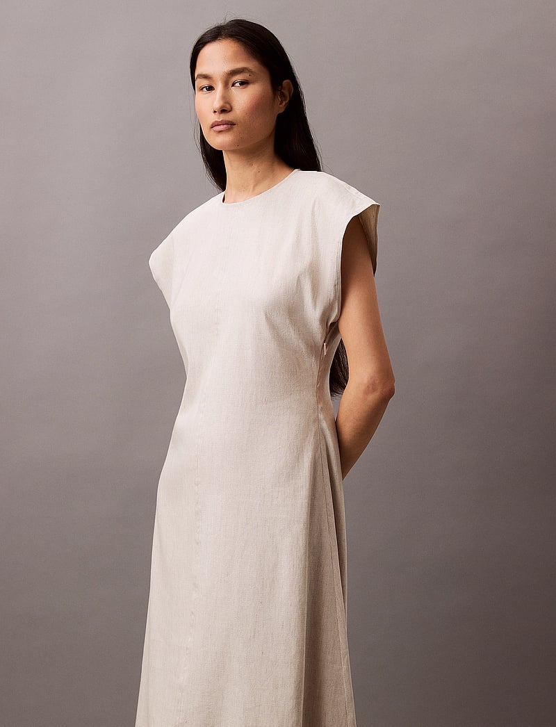 Calvin Klein - STRETCH LINEN MIDI DRESS - midi dresses - as header - 4