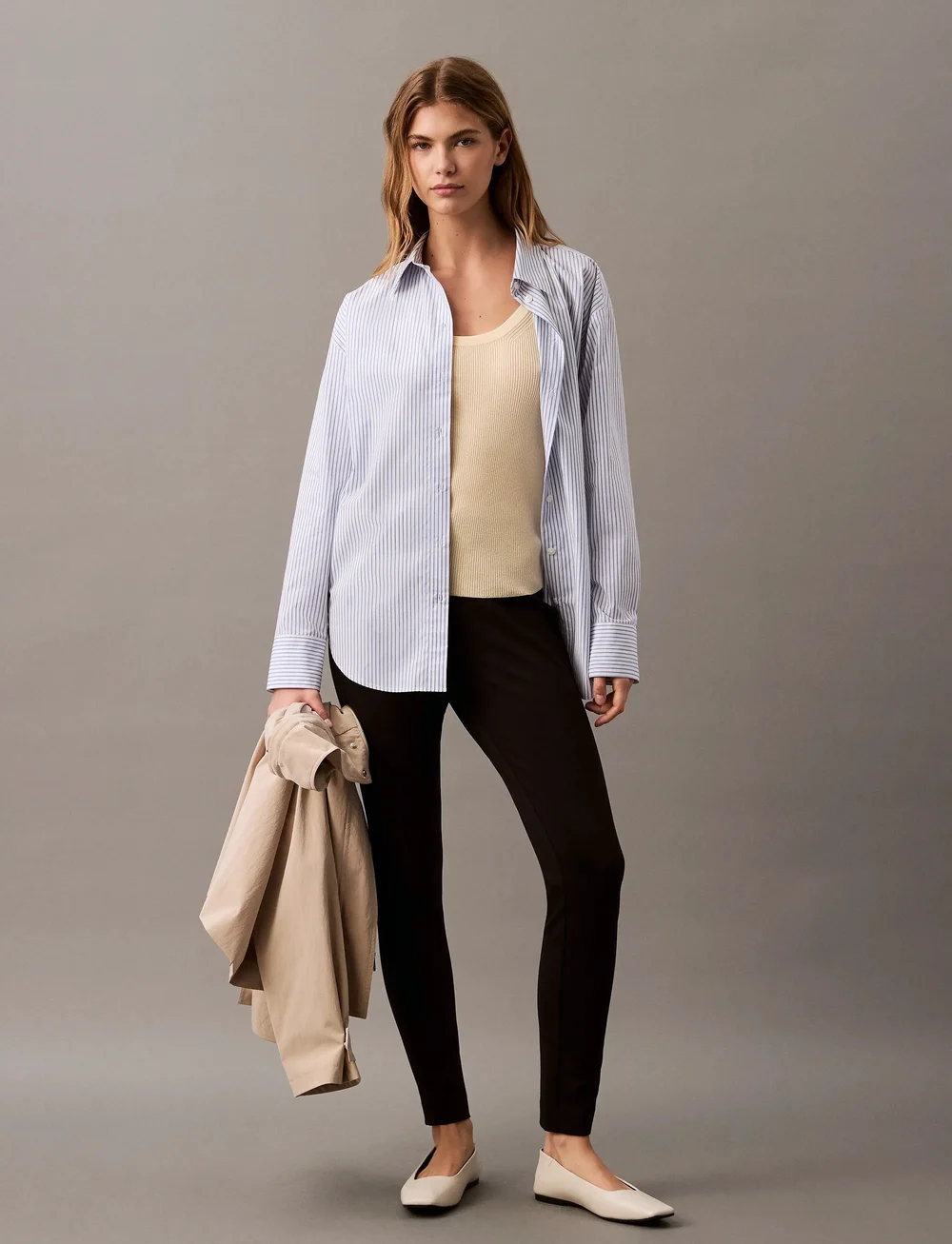 Calvin Klein - PONTE PULL ON SKINNY - stuprörsbyxor - black - 0