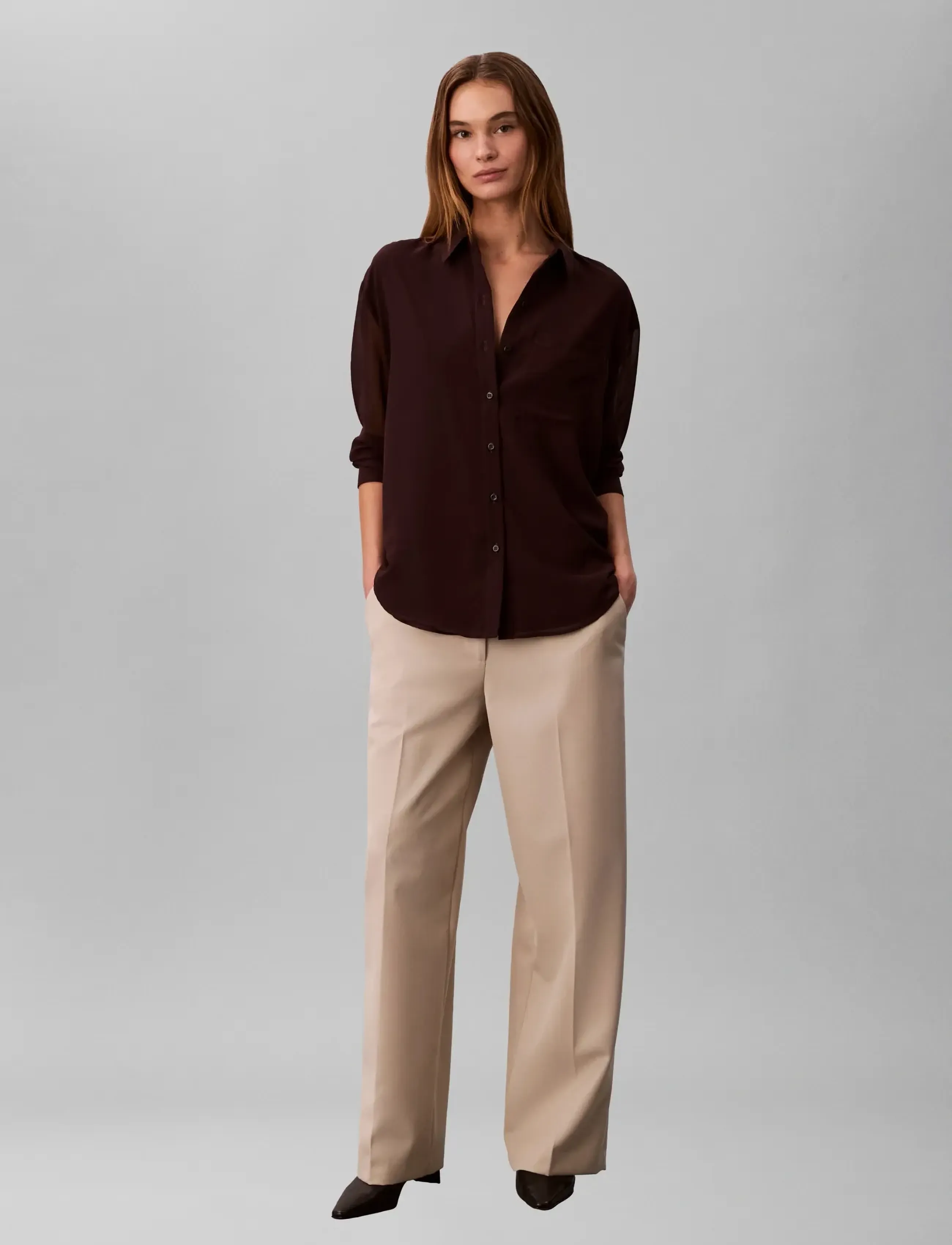 Calvin Klein - ROLL SLEEVE UTILITY POCKET BLOUS - langærmede bluser - mocha brown - 3