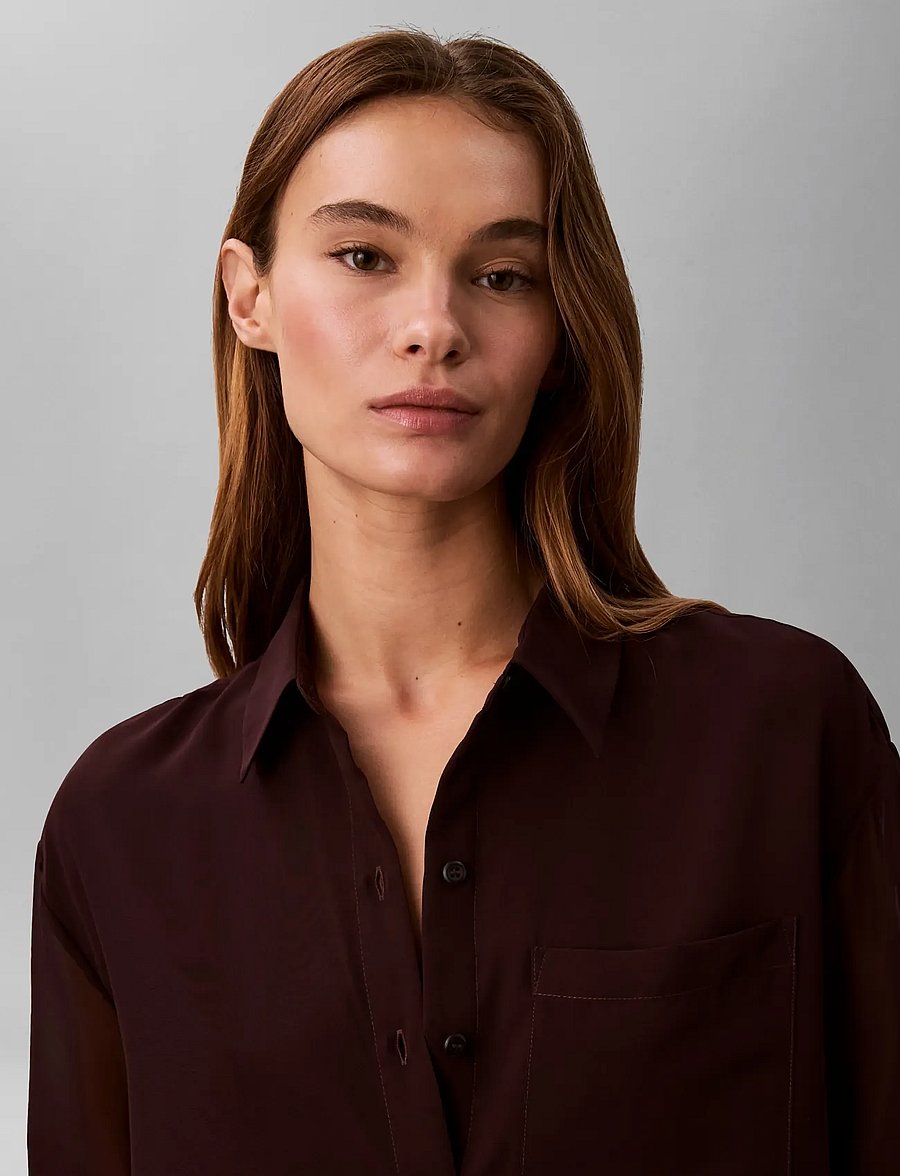 Calvin Klein - ROLL SLEEVE UTILITY POCKET BLOUS - langærmede bluser - mocha brown - 5