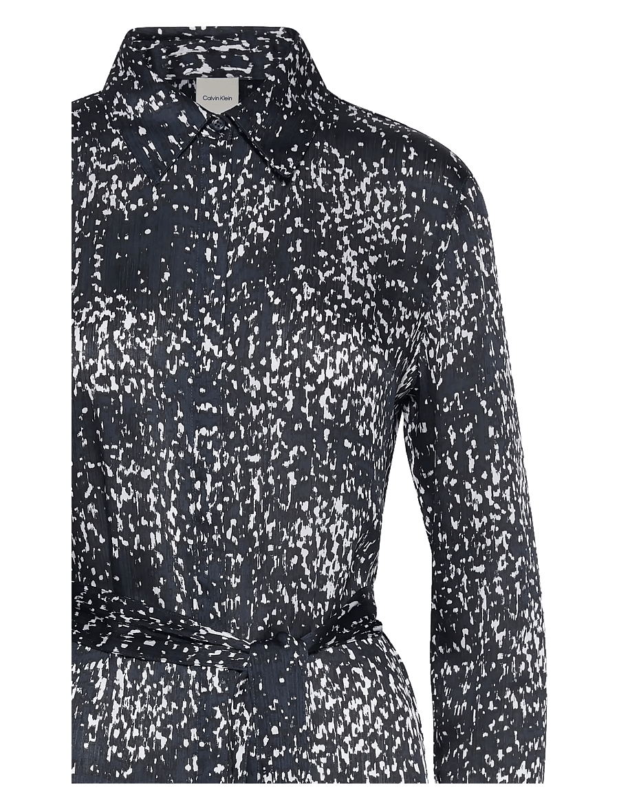 Calvin Klein - Printed Textured Satin LS Shirtd - 18754 csw25pf_p005+3_inkwell - 2
