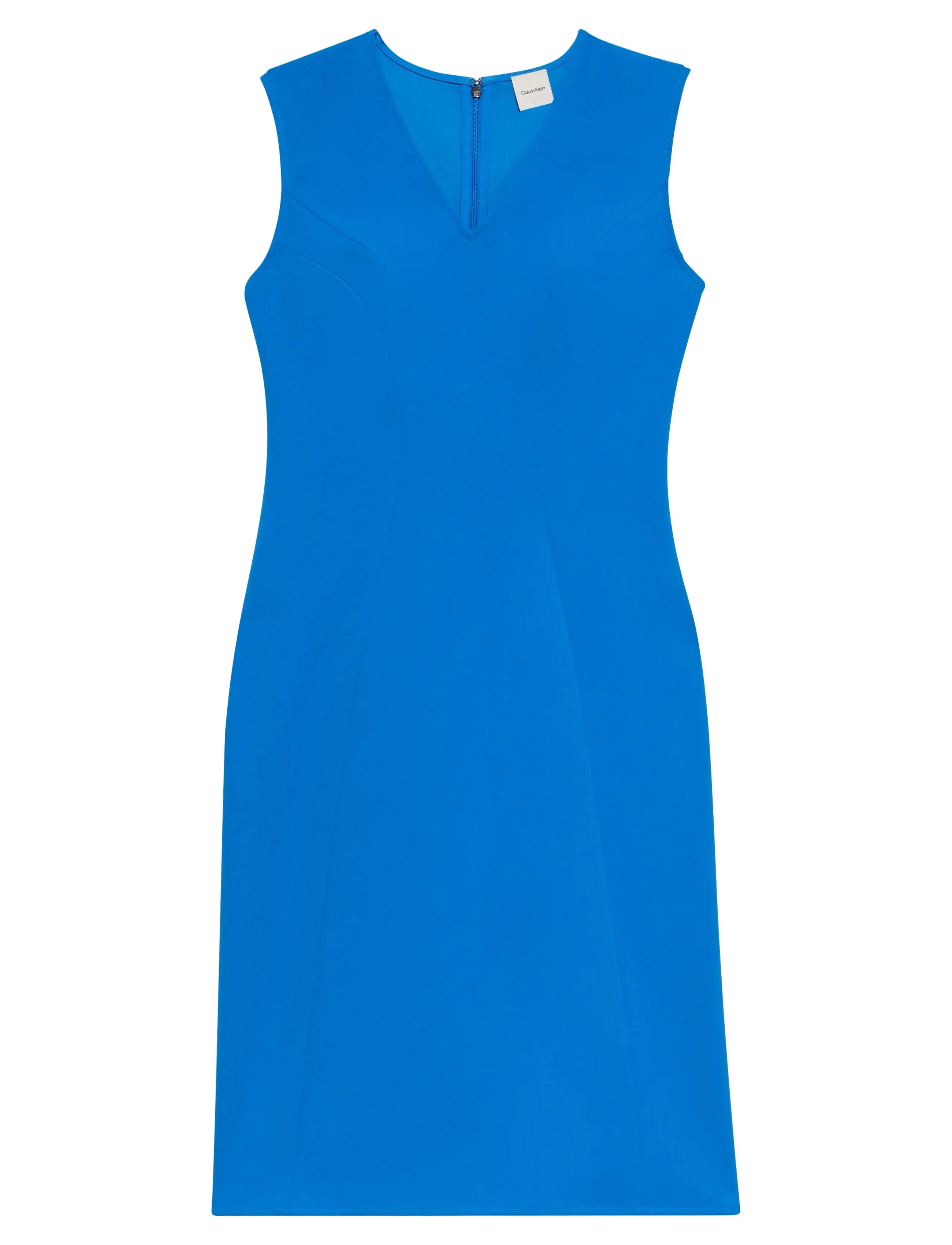 CALVIN KLEIN Scuba Fitted Knee Length Kleid Blau - XL - Damen
