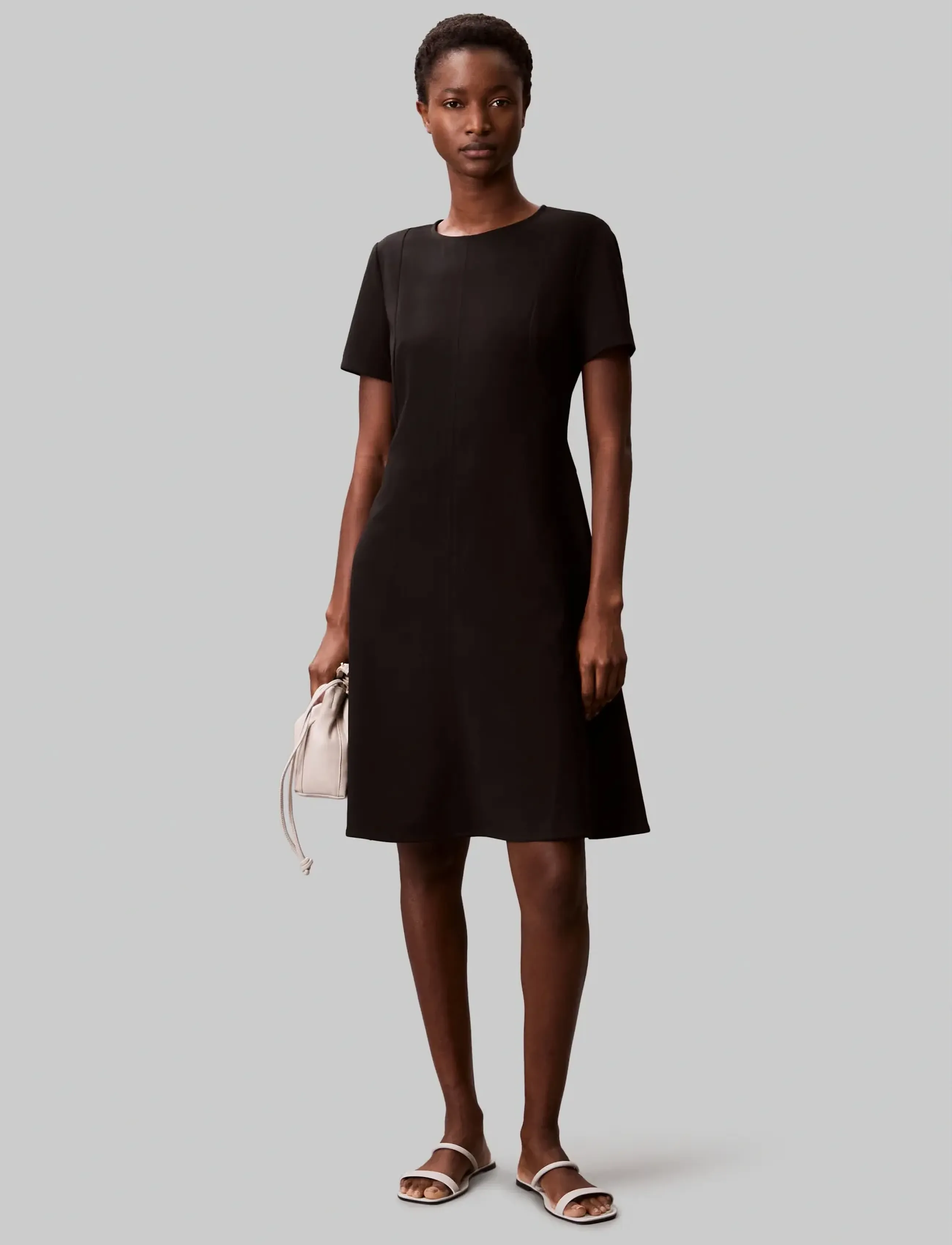 Calvin Klein Scuba Fit And Flare Dress, 42, Dresses, Schwarz - Short Frauen
