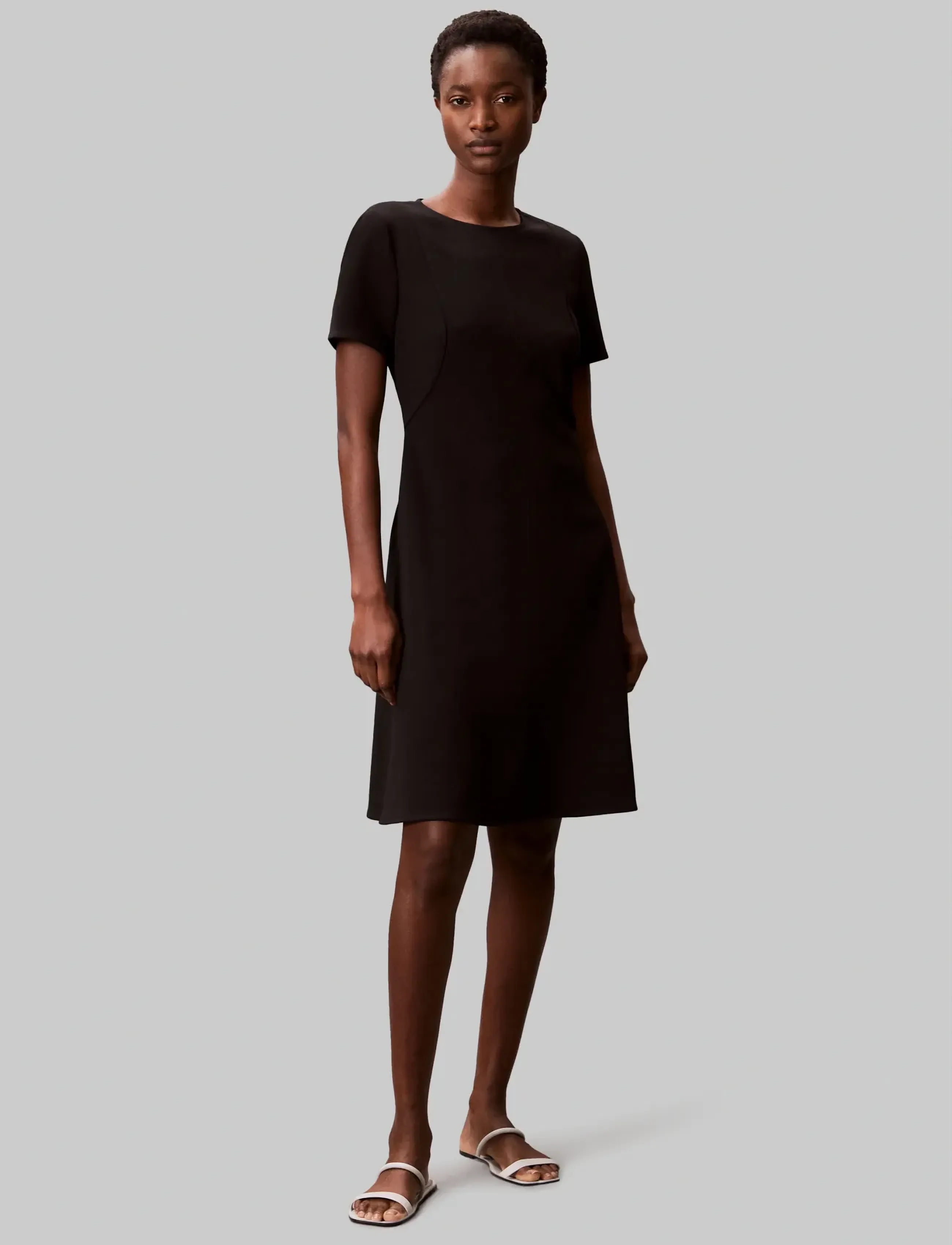 Calvin Klein - Scuba Fit and Flare Dress - t-shirt-kleider - black - 3