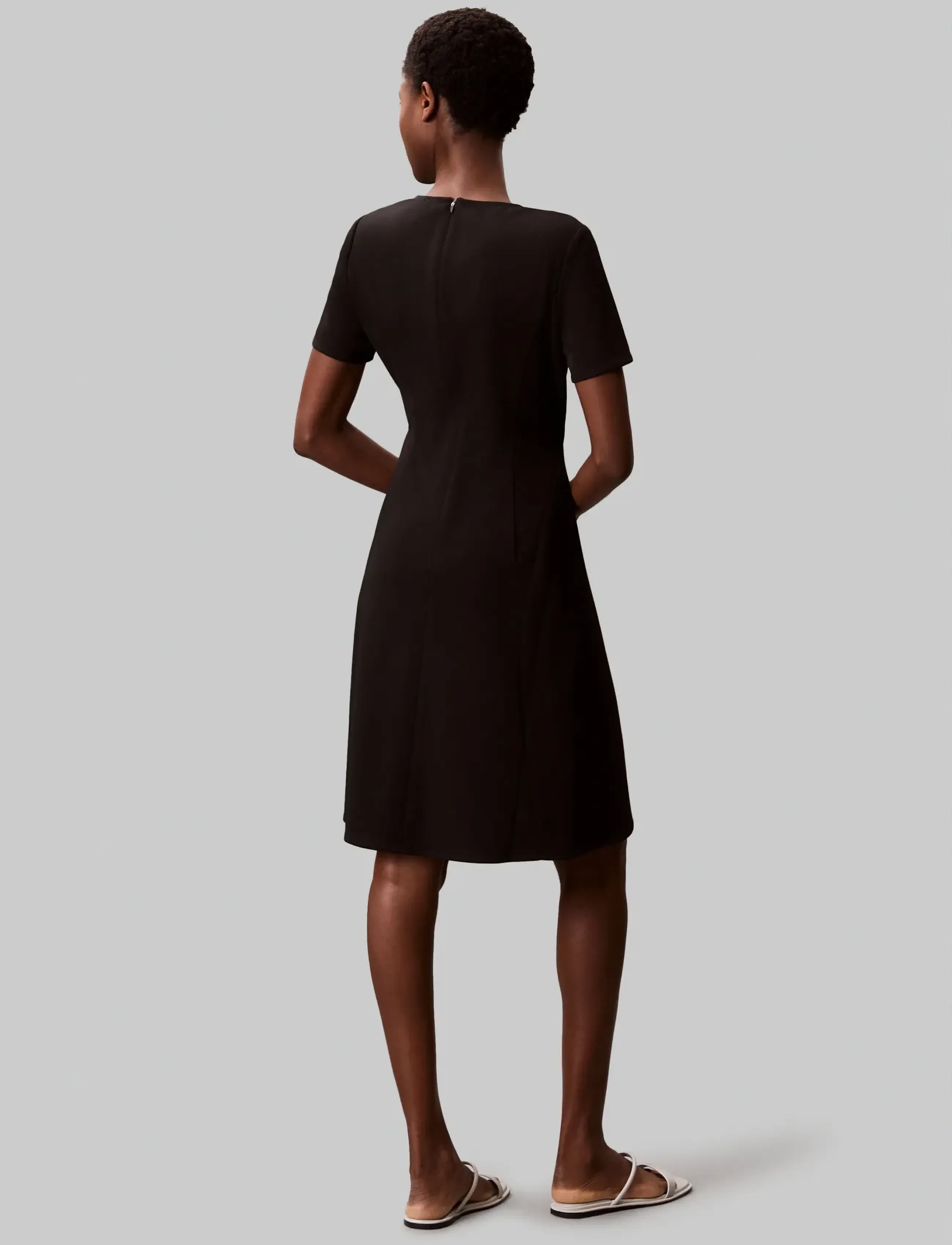 Calvin Klein - Scuba Fit and Flare Dress - t-shirt-kleider - black - 4