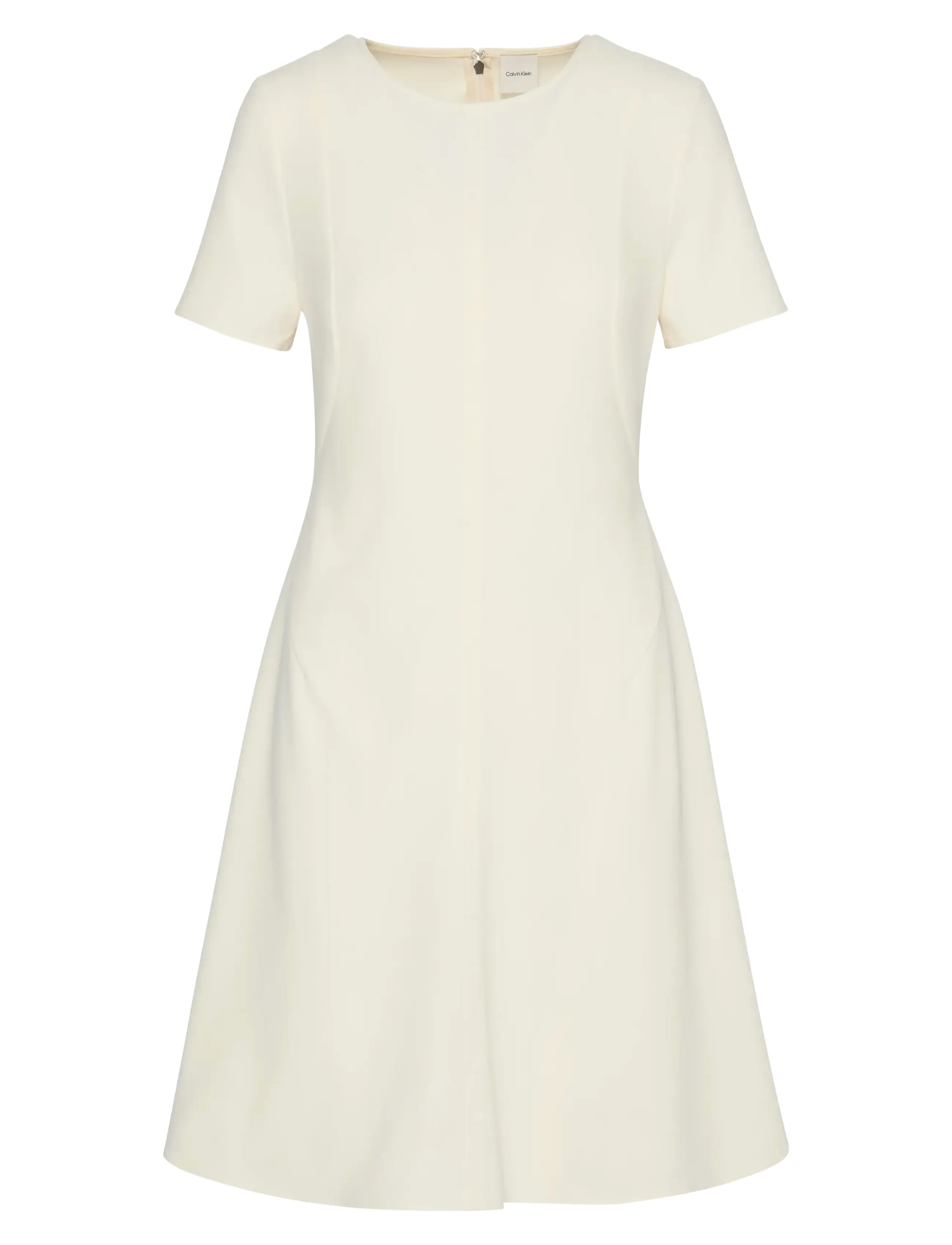 CALVIN KLEIN Scuba Fit Und Flare Kleid Cream - 36 - Damen