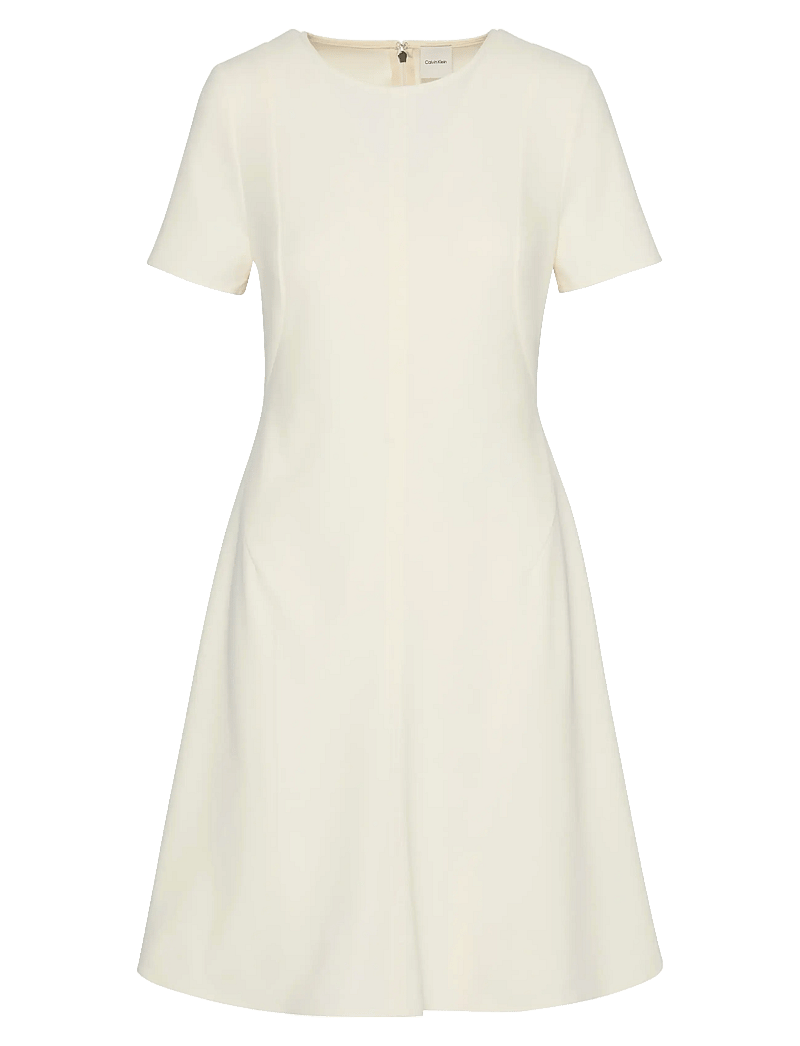 Calvin Klein - Scuba Fit and Flare Dress - t-shirtkjoler - egret - 0