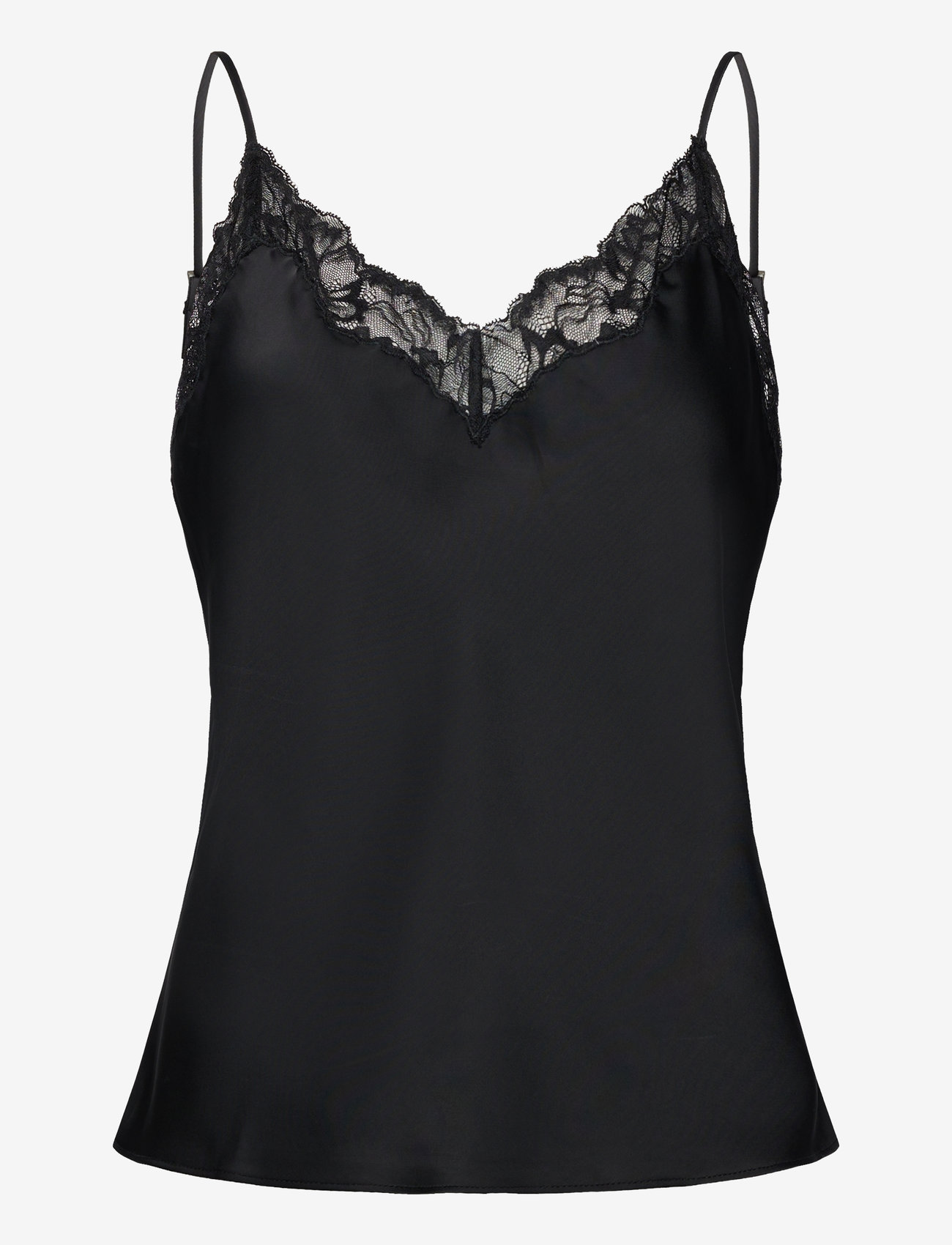 Calvin Klein - Matte Satin Cami with Lace - Ärmellose tops - black w  black lace - 1