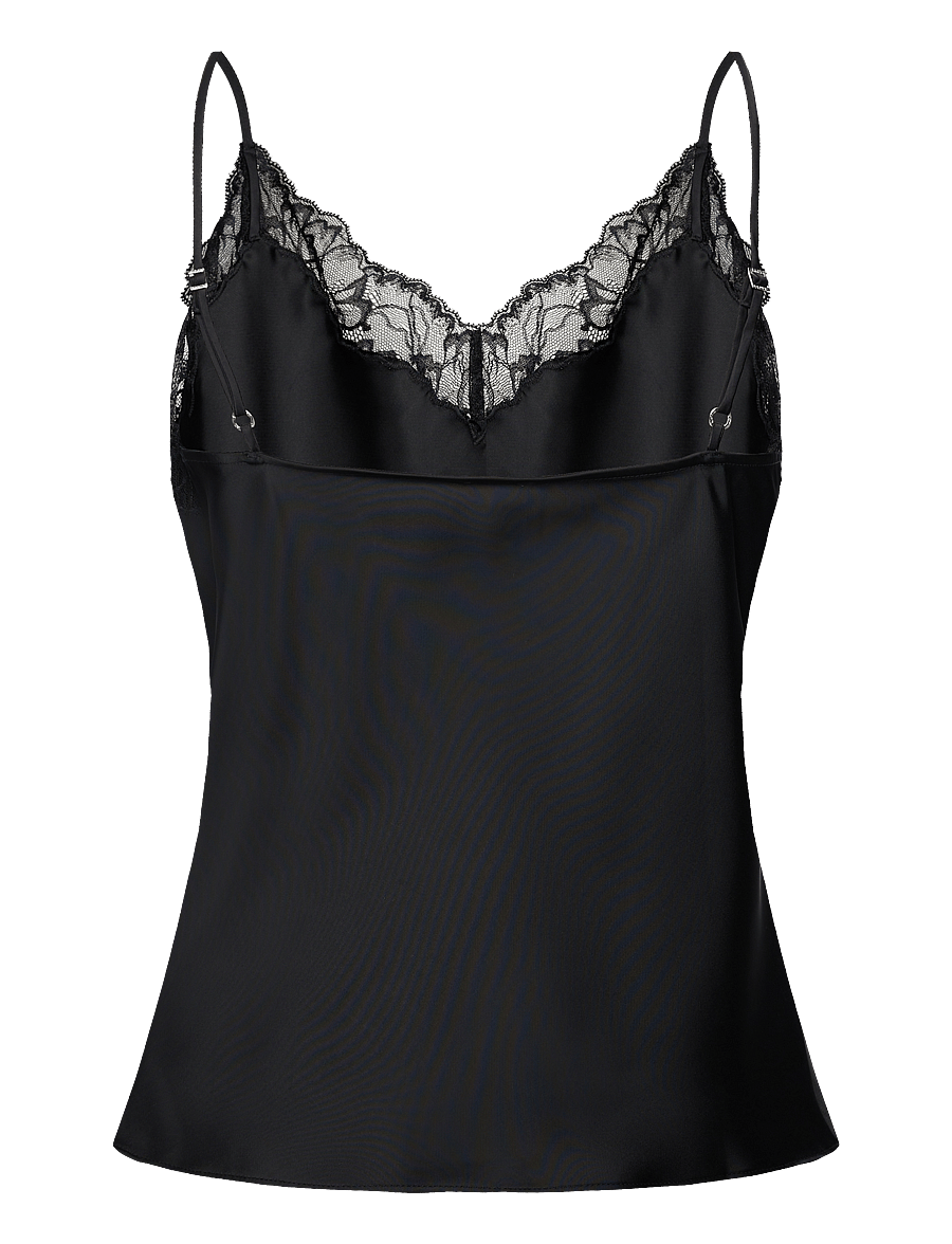 Calvin Klein - Matte Satin Cami with Lace - black w black lace - 2
