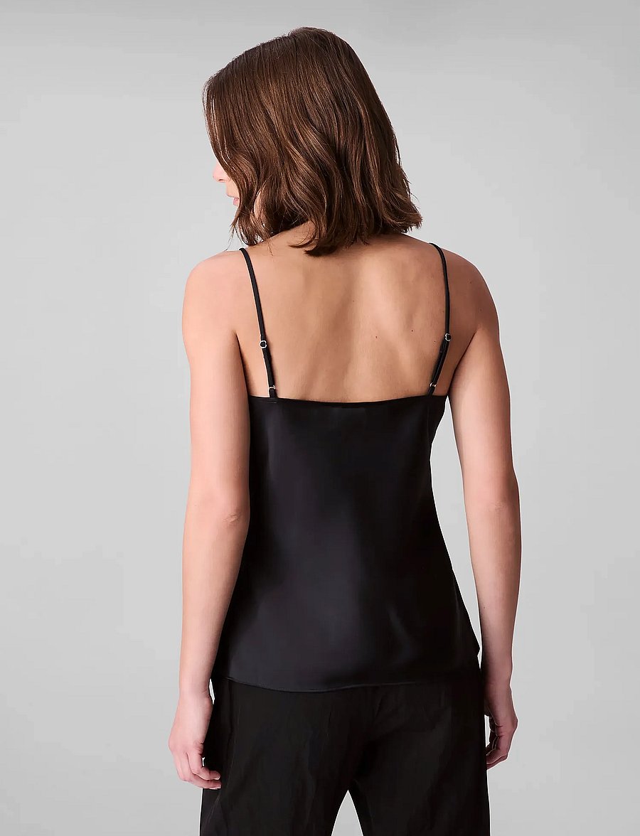 Calvin Klein - Matte Satin Cami with Lace - black w black lace - 4