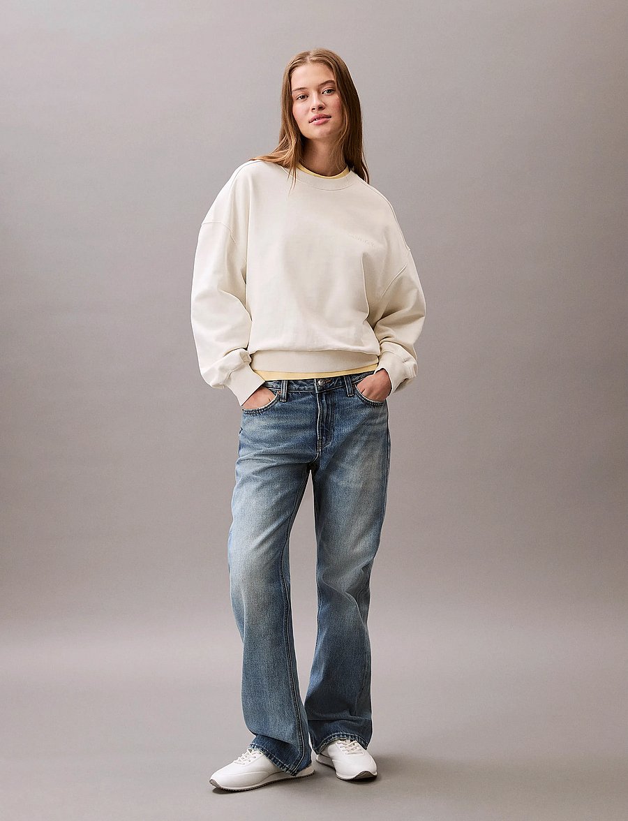 Calvin Klein - A- LOGO EMB FRENCH TERRY CREWNEC - dressipluusid - tofu - 4