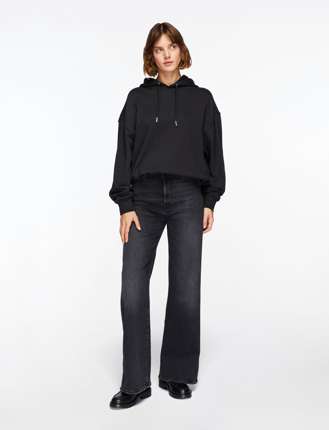 Calvin Klein - A- Logo Emb French Terry PO Hood - hoodies - black - 2