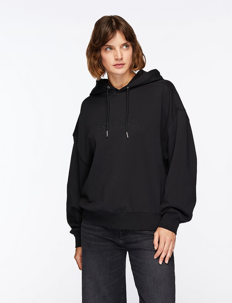 Calvin Klein - A- Logo Emb French Terry PO Hood - kapuzenpullover - black - 0